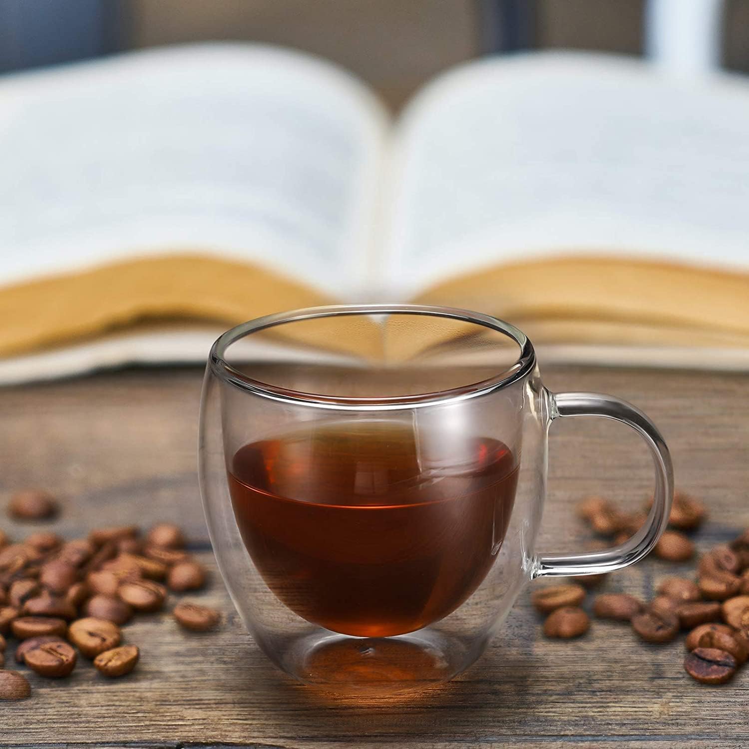 DOMINGO HUB® Double Wall Glass Tea-Coffee Cup 250 ML, Set of 2 Borosilicate Glass Double Wall Extra Wide Fancy Tea-Coffee Mug, Insulated Coffee Mugs, Espresso, Latte, Cappuccino 4