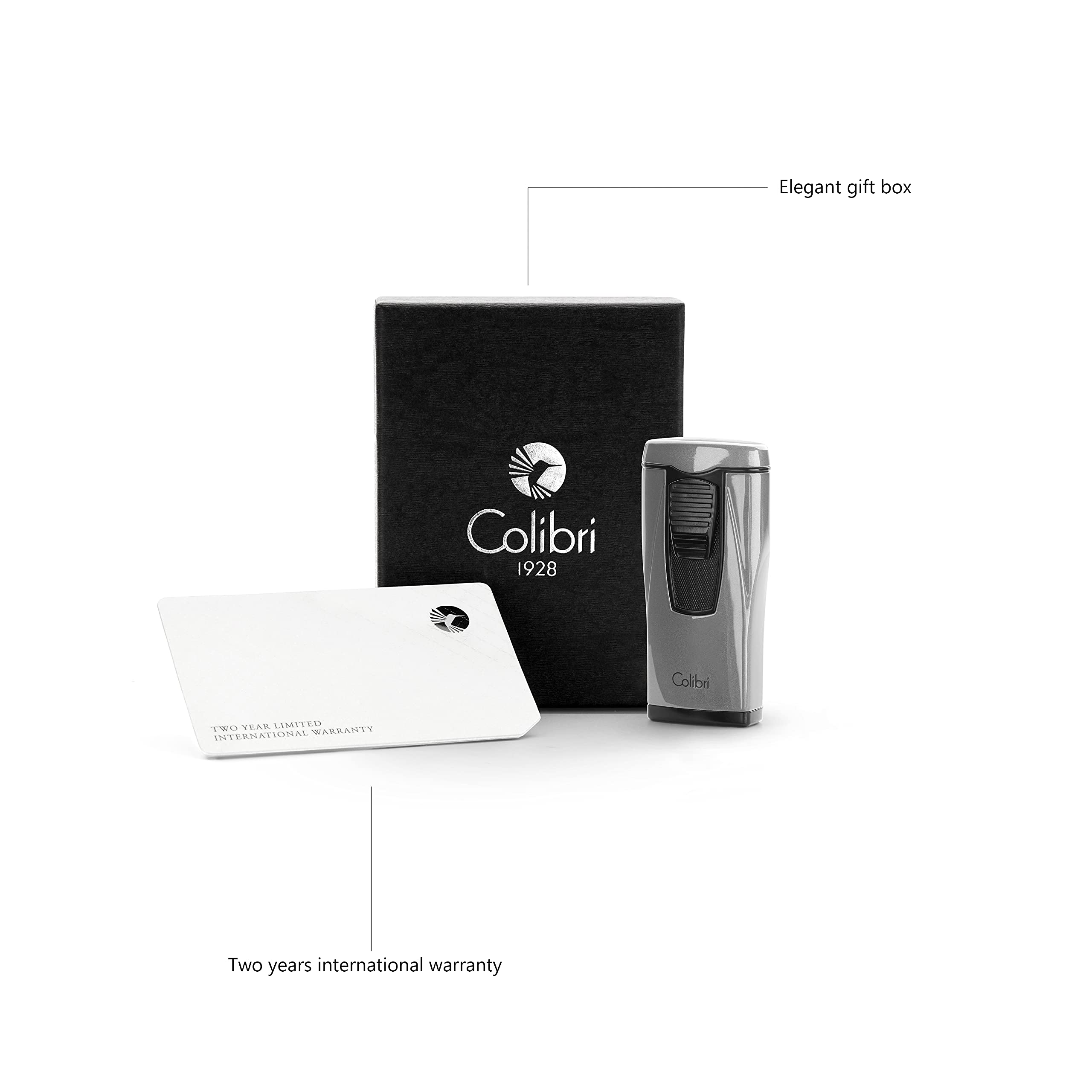 Colibri Monaco Sturmfeuerzeug | Dreistrahl Jet Feuerzeug Für Zigarren | Windbeständig | Elegante Geschenkbox | Zwei Jahre Garantie | Funktioniert mit Butan (Nicht im Lieferumfang enthalten)