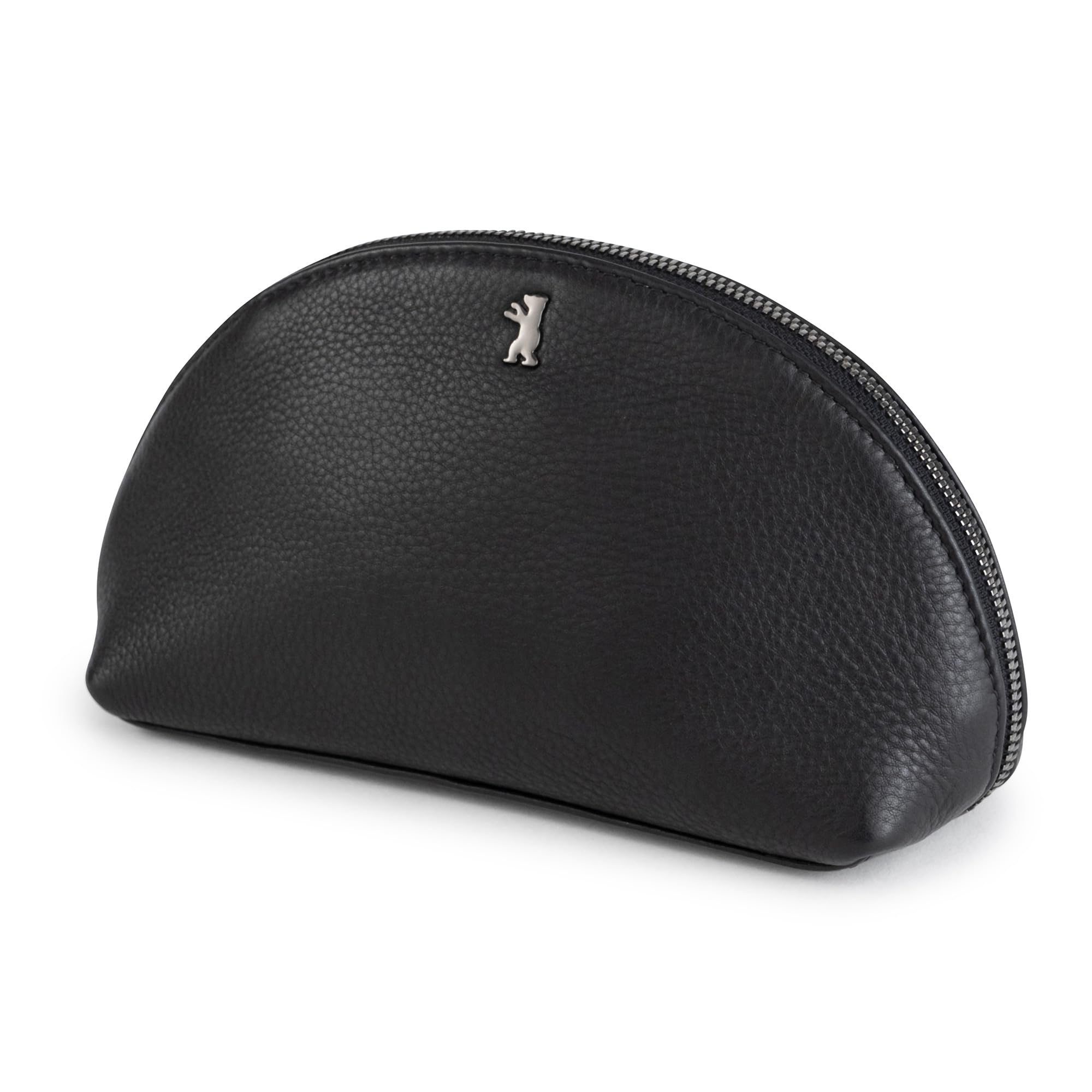 Berliner Bags Zoe Neceser de Piel Auténtica, Pequeño Estuche de Maquillaje con Cremallera YKK, Forro Impermeable y Bolsillo Interior para Mujer – Negro