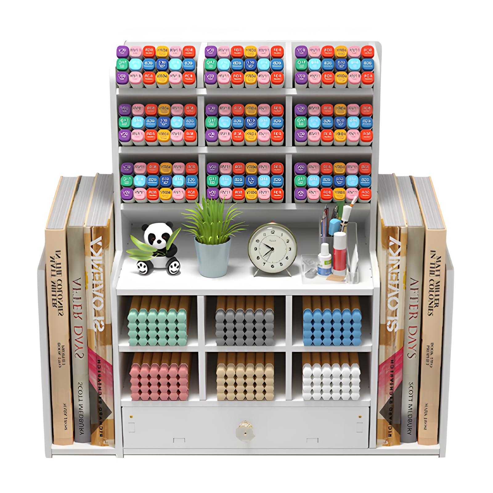 Xinfuquan Organizador escritorio blanco,Organizador lapices,Lapiceros Multifuncional,Portalapices escritorio for Home,Schoolpara guardar bolígrafos y oficina y papeleria