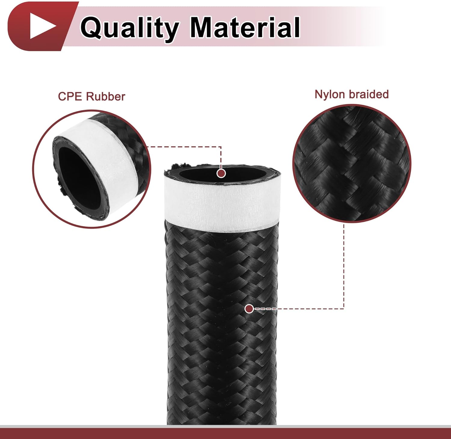 6.5ft AN20 Fuel Line Hose 20AN Vacuum Hose Automotive Fuel Hose 6.5ft 1.1"ID 1.4"OD Black CPE Rubber,Nylon Braided