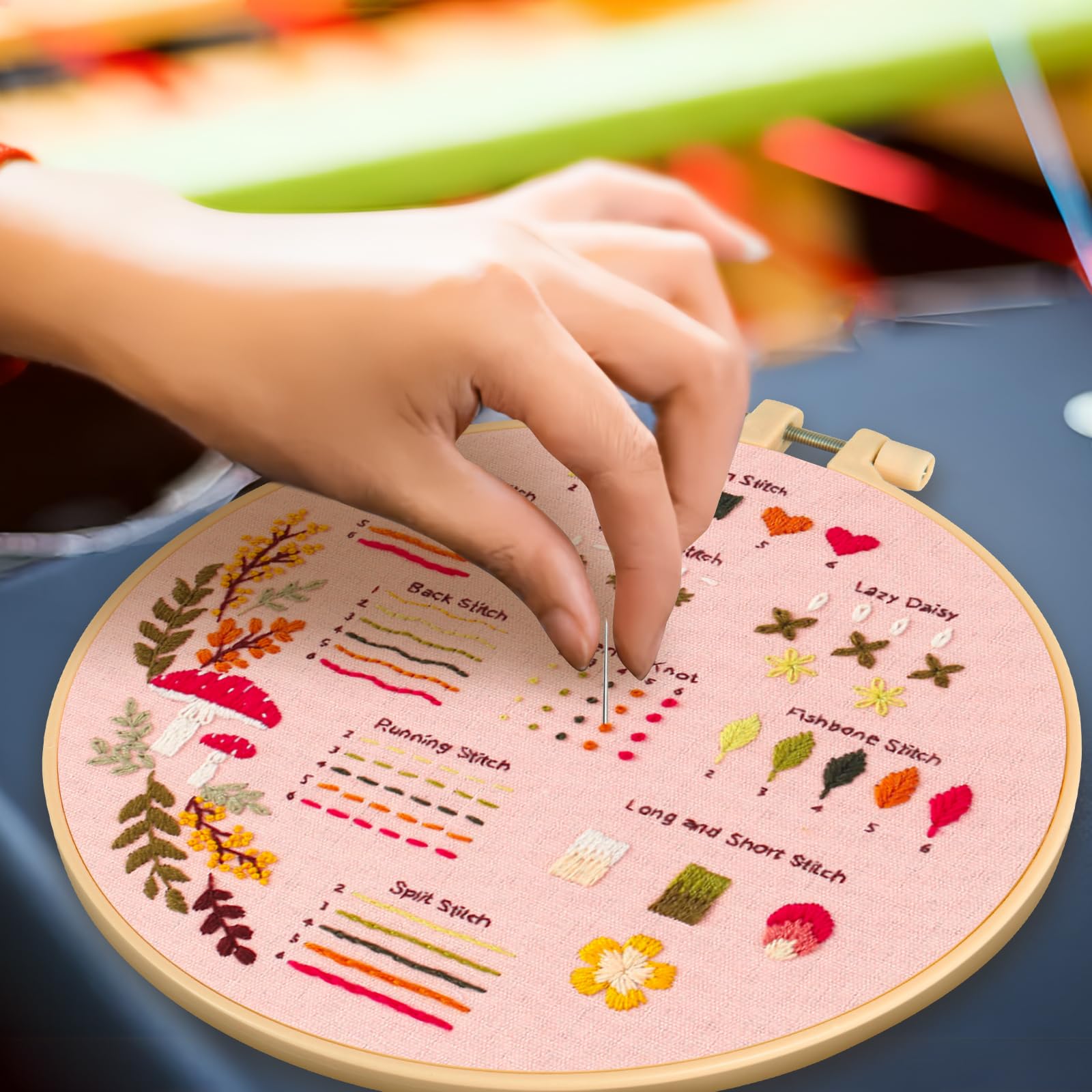 Embroidery Kit for Beginners - 3 Sets, Hoop Included -4 Embroidery Kit for Beginners - 3 Sets, Hoop Included -4