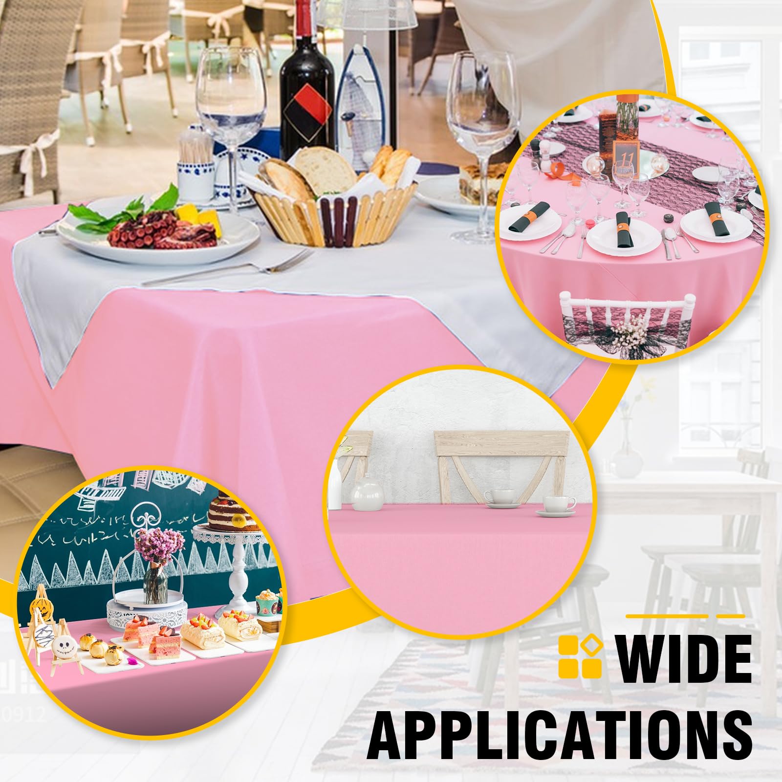 RowinsyDD 50 tovaglie usa e getta in plastica rosa 137,2 x 274,3 cm per tavoli rettangolari, tovaglie usa e getta per sala da pranzo, feste, barbecue, matrimoni, esterni, 50 pezzi