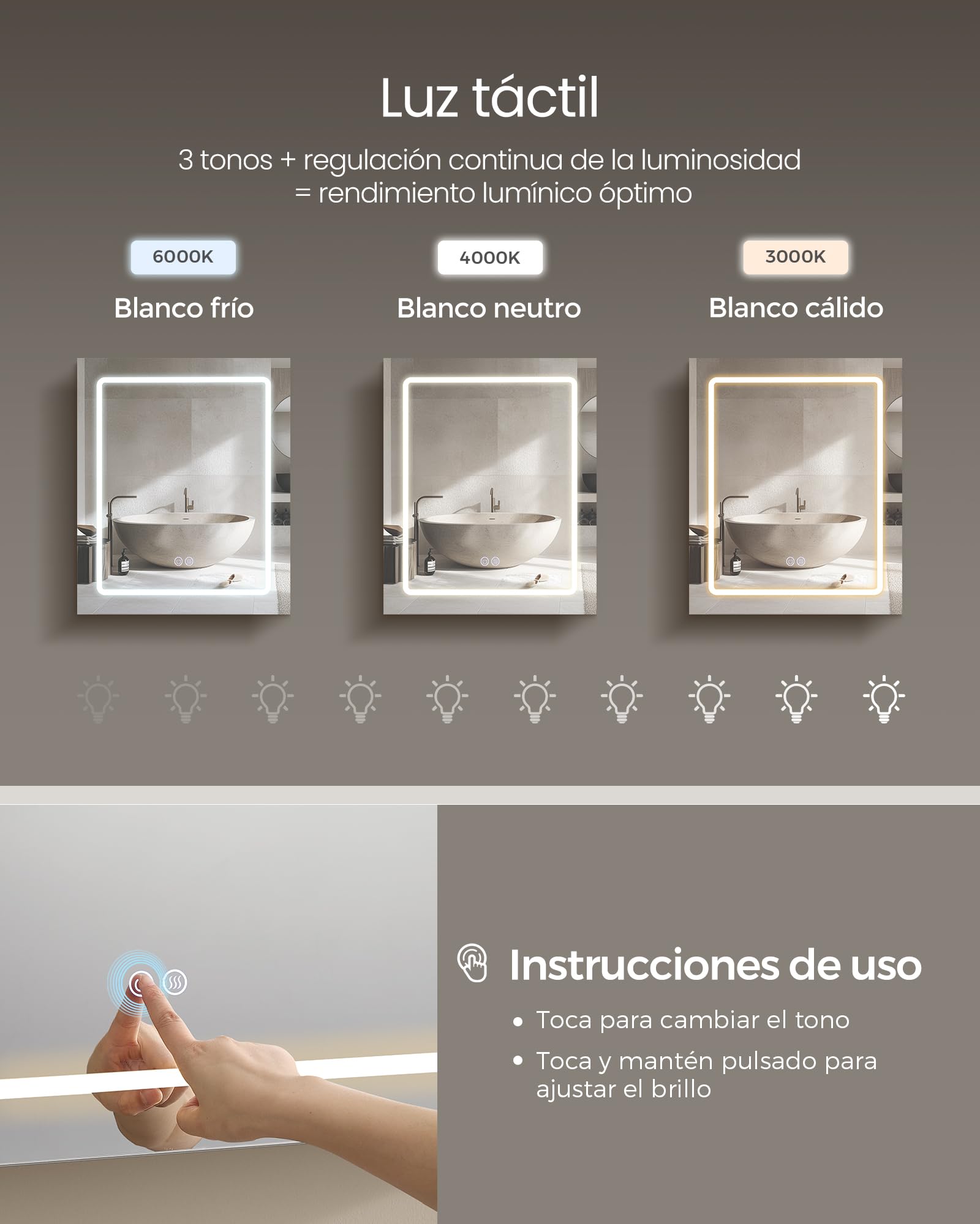 VASAGLE Kailyn Colección - Armario de Pared para Baño con Espejo, con LED, Multienchufe, Función Antivaho, Espejo de Aumento 10x, Estilo Moderno, 16,5 x 50 x 60 cm, Blanco BBK133W01