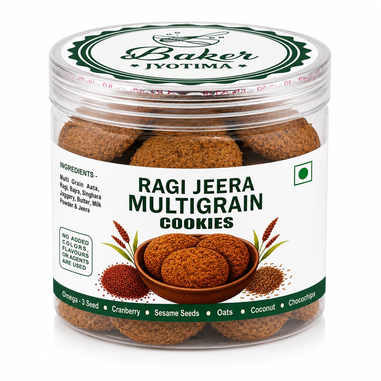 Baker Jyotima Ragi Jeera Multigrain Cookies, 60g | No Refined Sugar, High Dietary Fibre, Jaggery Sweetened, With Oats & Sesame, Natural Ingredients-image-30