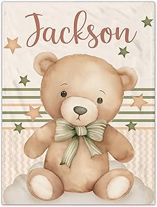 NIBESSER Baby Fleece Blanket, Personalised Baby Blanket With Nae, Soft And Cofortable