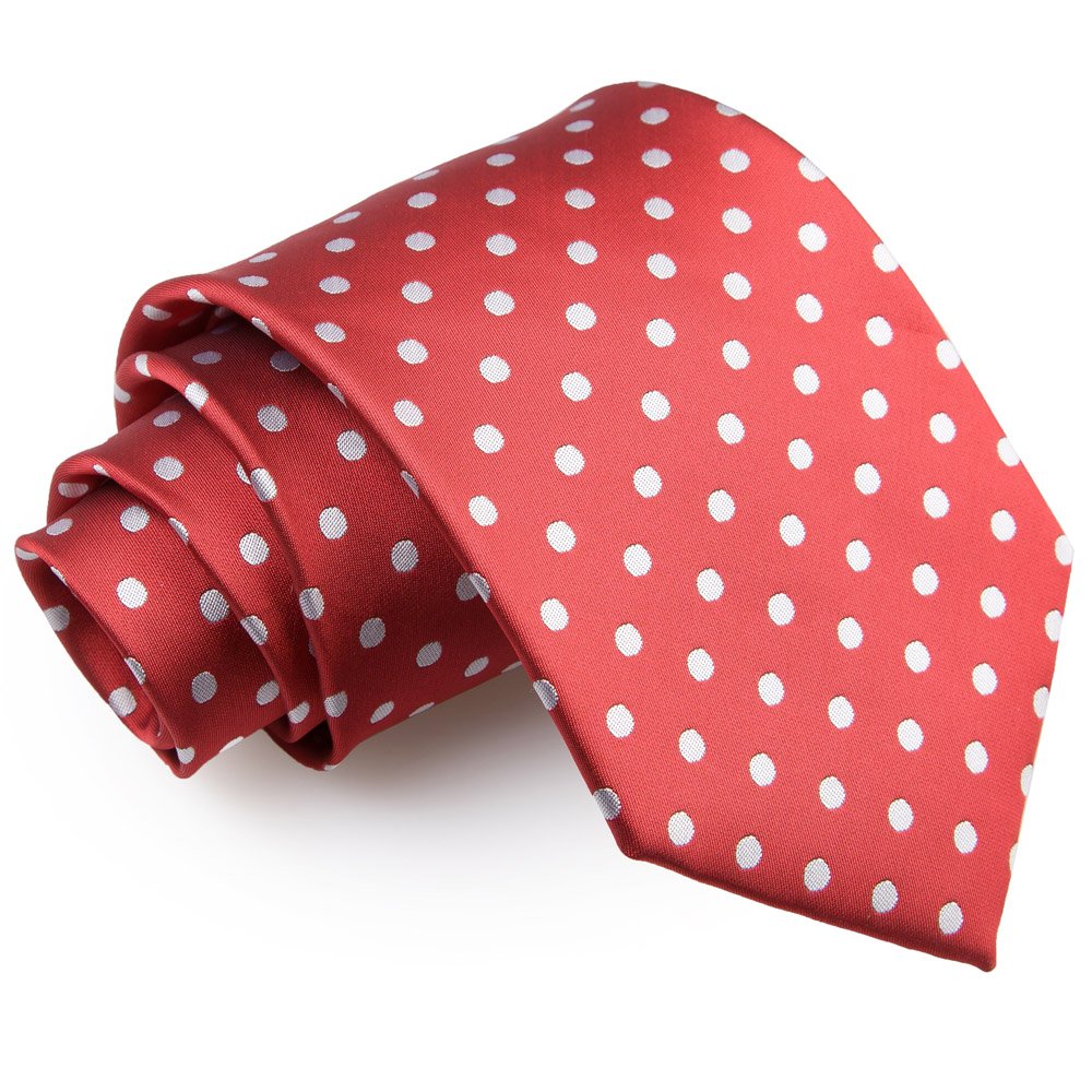 Dqt Men's Dark Red Polka Dot Classic Tie - 9Cm Width Necktie - Wedding, Business & Formal