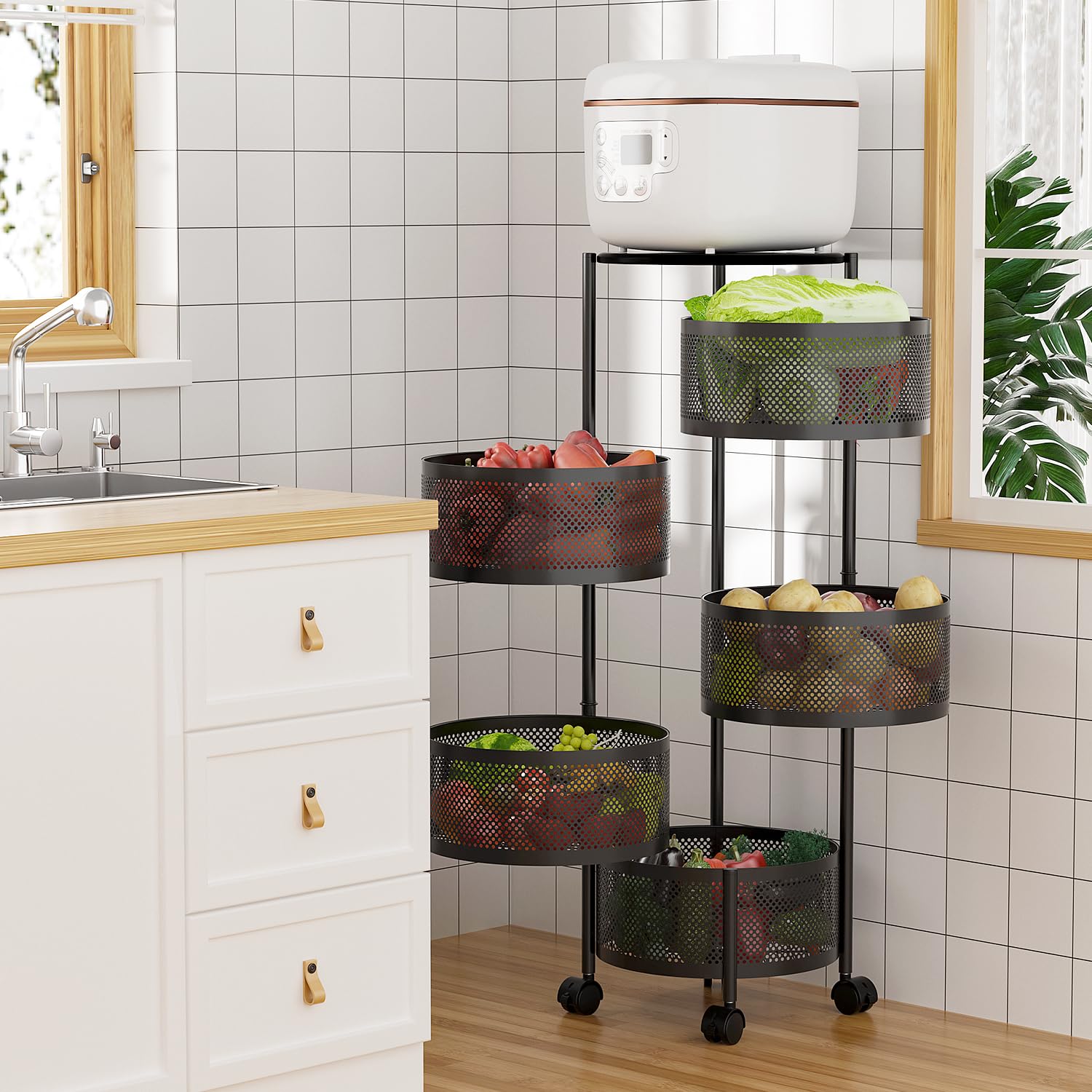 MYOYAY Étagère à Légumes Multifonction à 5 Niveaux Pour Cuisine, Salle De Bain, Chambre D'enfant Et Bureau