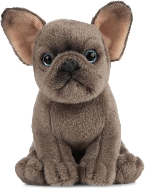 Living Nature French Bulldog Puppy, Realistic Soft Cuddly Dog Toy, Naturli Eco-Friendly Plush, 16cm