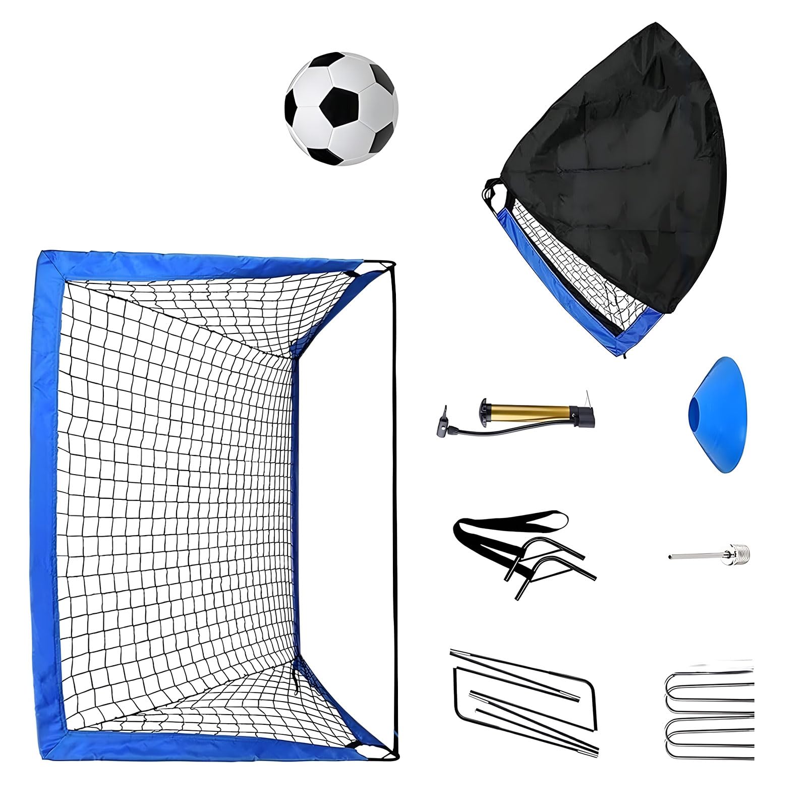 Juego de porterías de entrenamiento de fútbol plegable que incluye bolsa de transporte portátil y accesorios para adultos mejores jugadores de fútbol juveniles