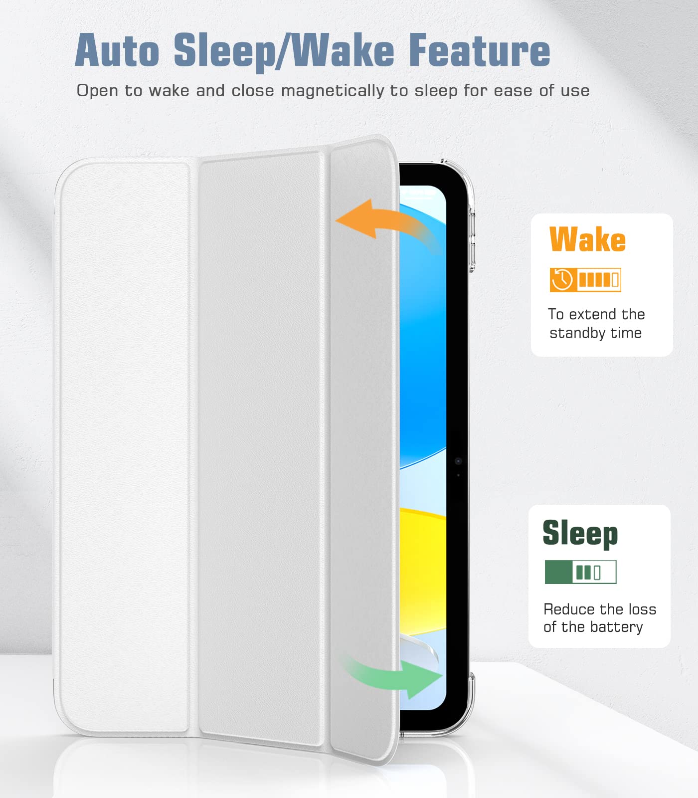 TiMOVO Cover Custodia Compatibile con iPad 10 Generazione 10,9" 2022, iPad 10 Cover con Retro in PC Rigido Semi-Trasparente, Funzione di Auto Sveglia/Sonno, Bianco