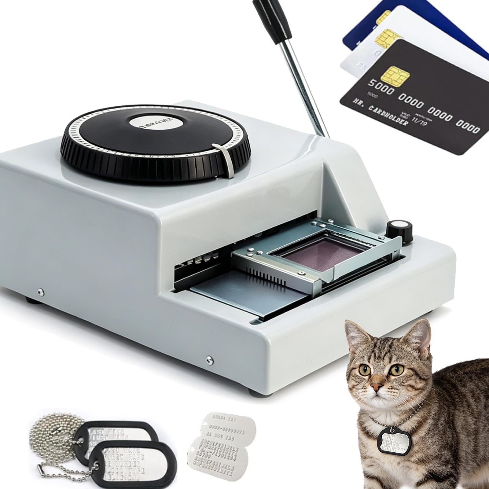 ZyKnaurral Dog Tags Metal Stamping Machine, Manual Code Printer Embossed, Metal Tag Maker contains 72 Characters, for Custom Pet ID, Credit, VIP & Gift Cards