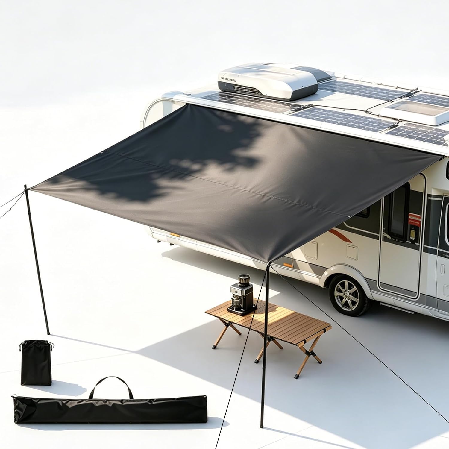 Sonnensegel Wohnwagen Komplett ausgestattetes Sonnensegel Camping 4x2,4 m | Markise Tarp für Sonnen- und Regenschutz - Kompatibel mit Wohnwagen,Camper,Vans,Kastenwagen und Wohnmobilen