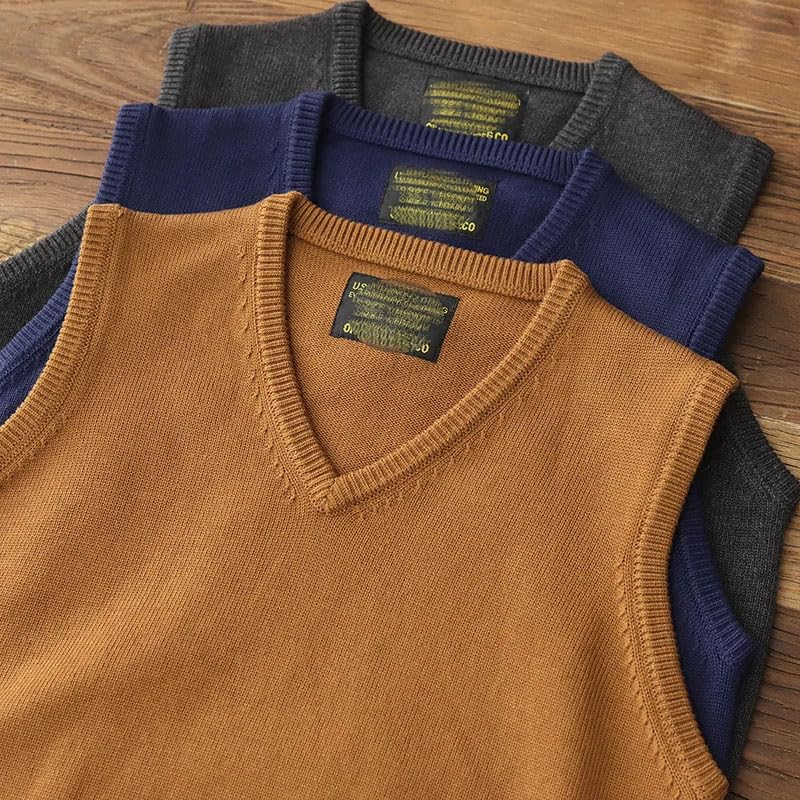 Men's Knitted Sweater Vest Sleeveless V-Neck Thick Casual Waistcoat2