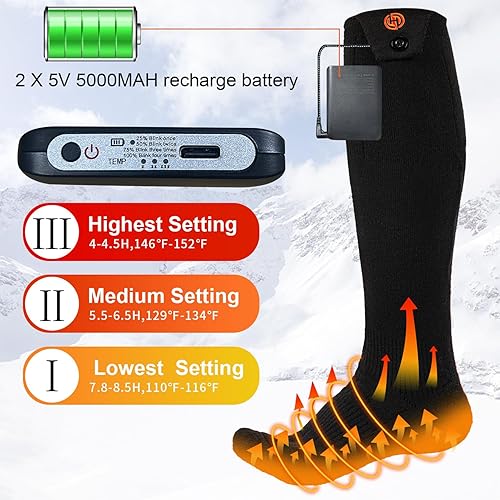 Miniatura 4 de Calcetines térmicos para hombres y mujeres con control por aplicación, calcetines de calefacción eléctrica de 5000 mAh, batería recargable,