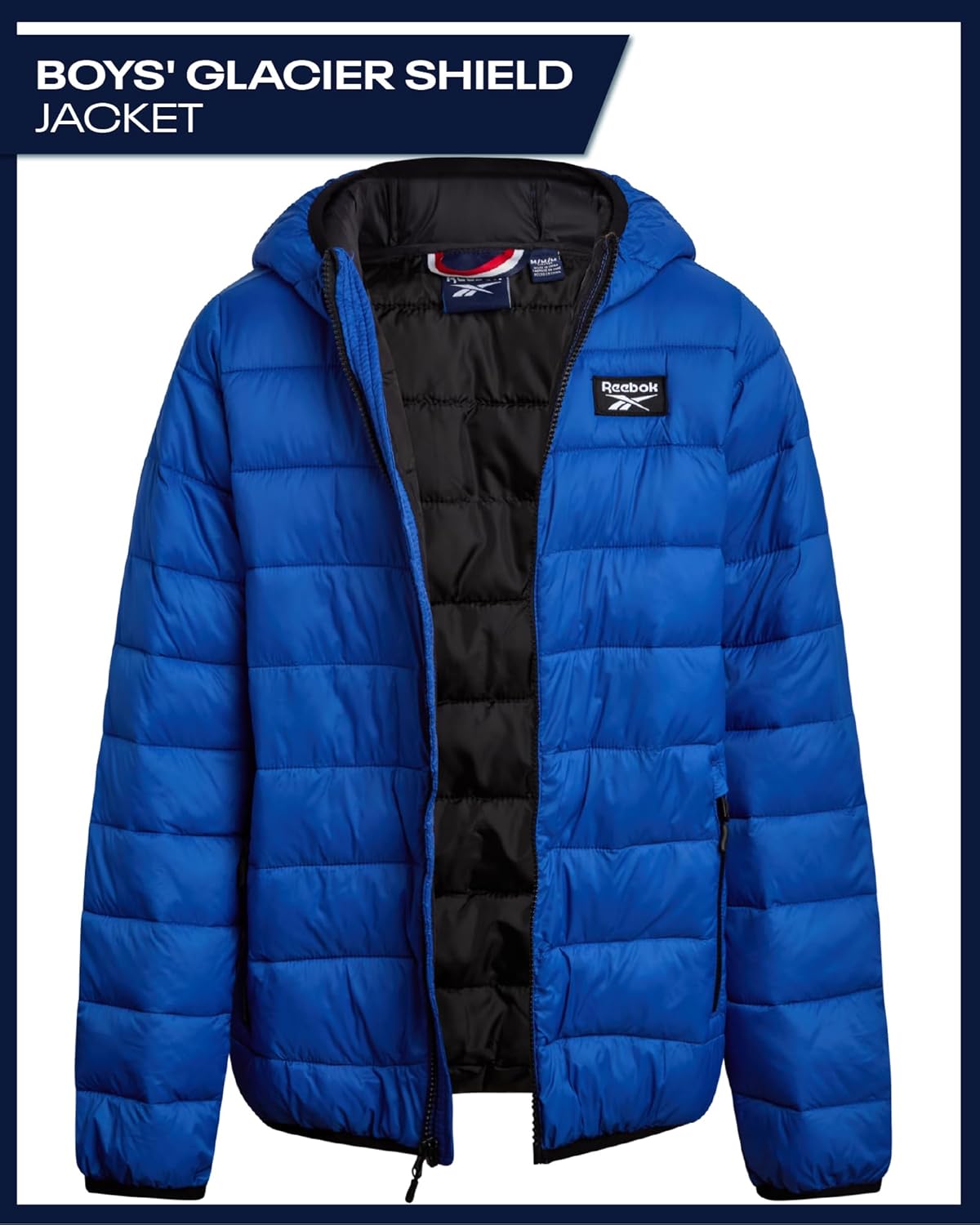 Reebok Boys Winter Coat - Lightweight Insulated Puffer Jacket - Wind & Water Resistant Quilted Hooded Winter Jacket for Boys - Image 3