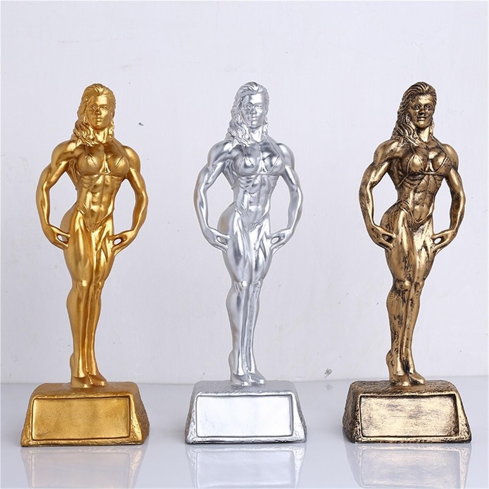 Regalos de inauguración Escultura Deportiva, estatuas artesanales de Fitness, Ornamento, Figura Resina competición, Trofeo Decoración única(Gold)
