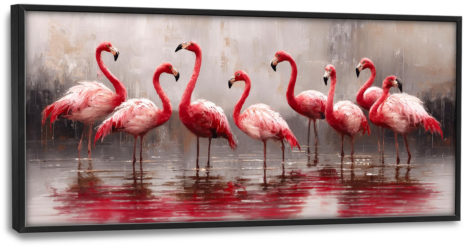 Large Wall Art For Living Room Flamingo Canvas Wall Decor Pink Tropical Pictures Paintings Prints Big Artwork Framed Decorations For Office Bedroom Bathroom 60" x 30"