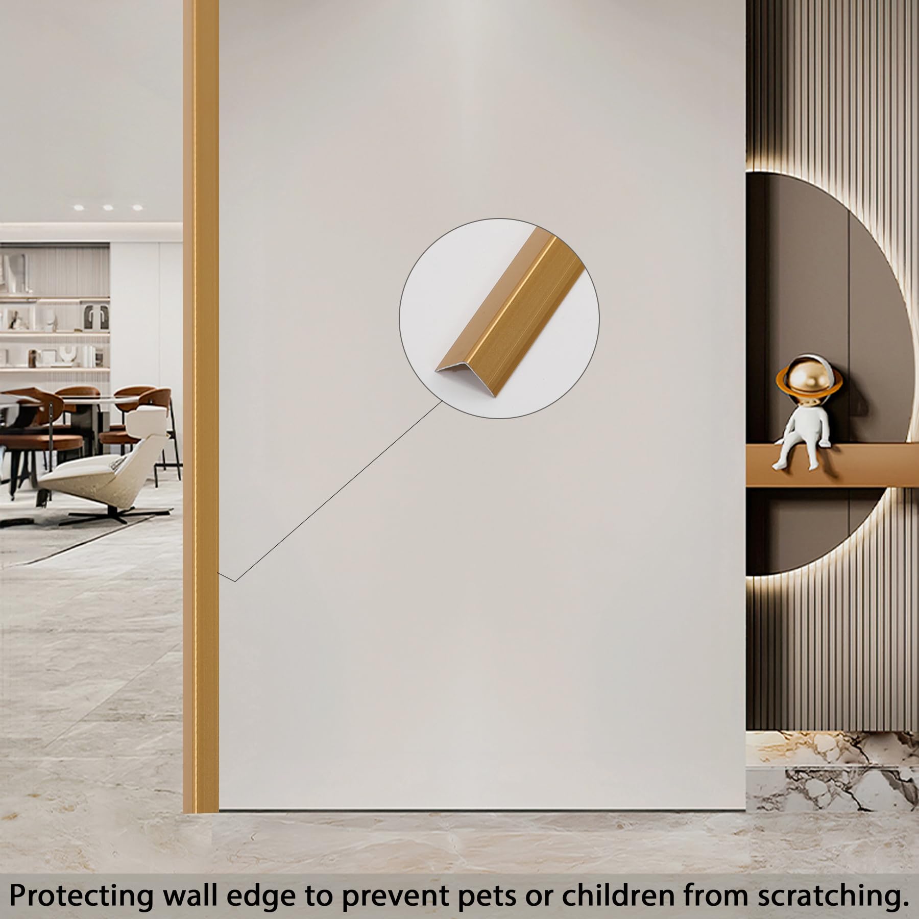 Coengwui Paraspigoli in alluminio, stacca e attacca, modanatura a forma di L, per protezione e decorazione del telaio della porta di parete, tavolo (oro opaco, 3 pezzi x 1,3 m x 2 cm)