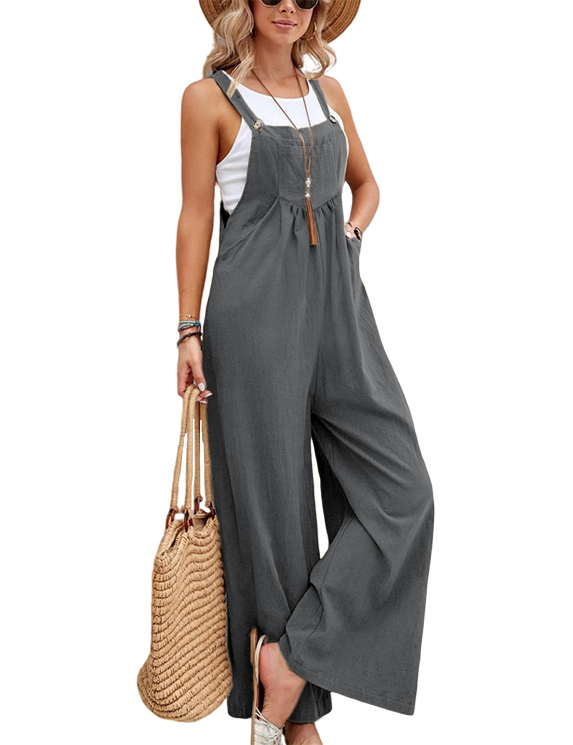 DqbengOveralls for Women Loose Fit Black Jumpsuits for Women Wide Leg Jumpsuit Summer Jumpsuit for Women