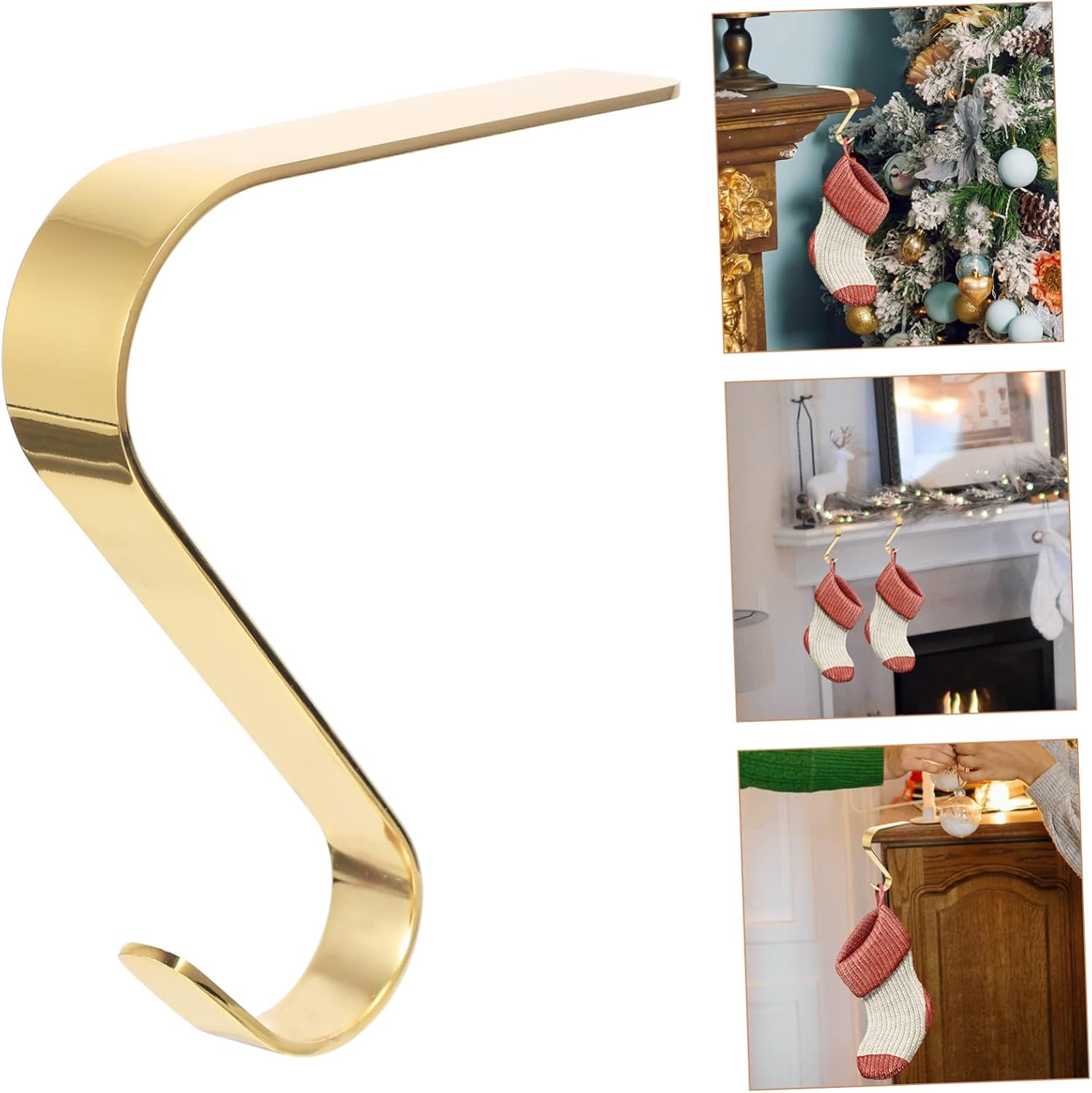 BESTOYARD 8 Pcs Christmas Fireplace Hooks Mantel Hook Mantle Grip Stand Holders Christmas Decoration Mantle Hooks for Garland Table Top Firepit Christmas Supplies Iron Metal Stocking