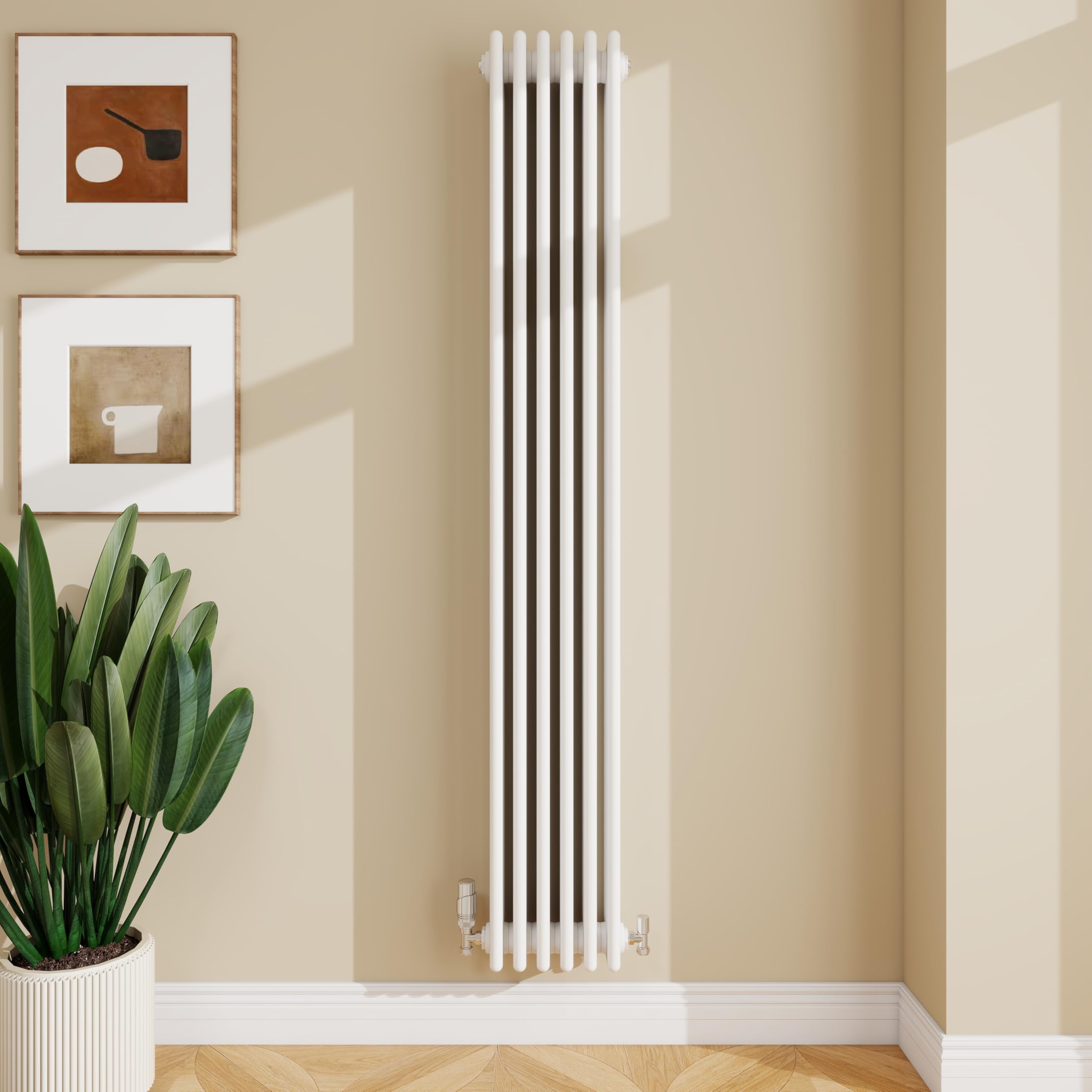 SLINE SANITARY 1500x290mm Cast Iron Style Traditional 4 Column Vertical White Central Heating Radiator