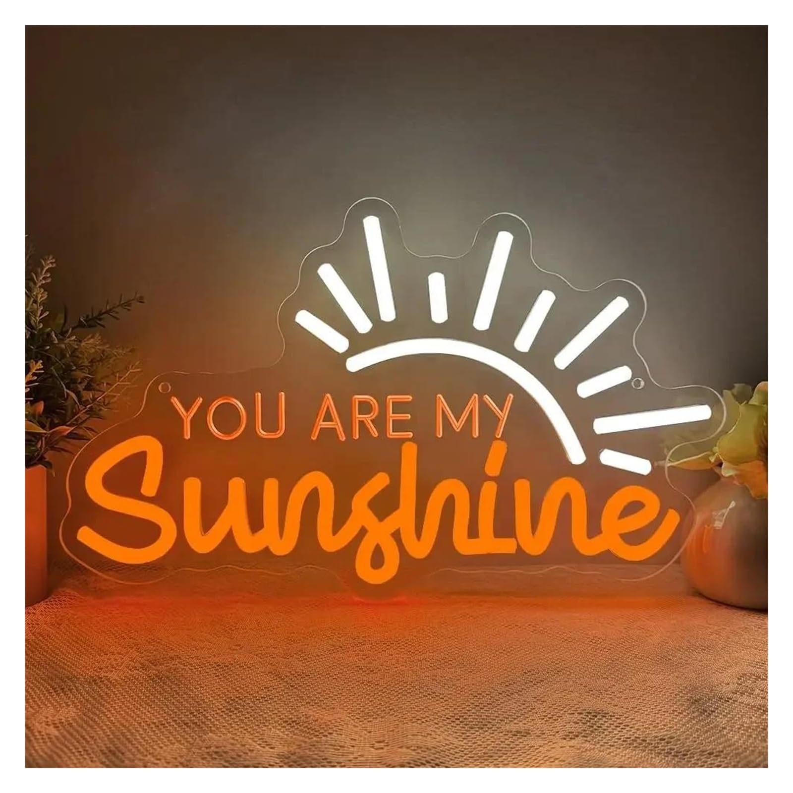 Rongch One Color Hanging Art Signs You Are My Sunshine Neon Sign Usb Dimmable For Drink Bar Man Cave Bedroom Hotel Shop Party Wall Decor 36X22cm