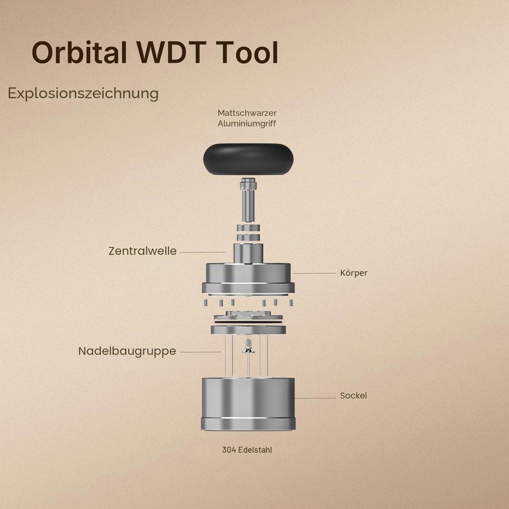 TIMEMORE Espresso Tamper-Set 58,4 mm mit WDT-Werkzeug, selbstnivellierendem Tamper und Gravity-Distributor für die professionelle Kaffeezubereitung - Metallausführung
