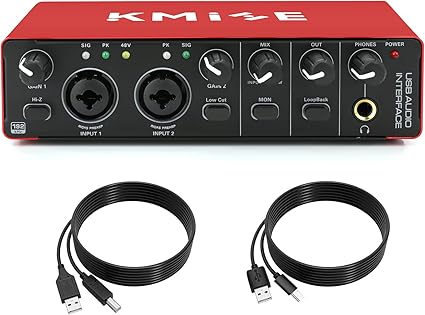 Kmise USB Audio Interface for Guitarists, Vocalists, Podcasters or playback studio quality sound
