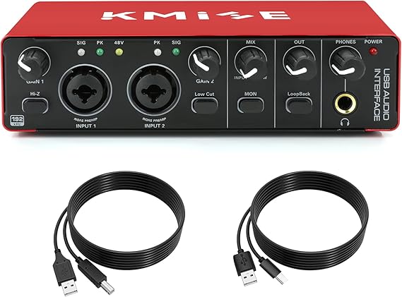 Kmise USB Audio Interface for Guitarists, Vocalists, Podcasters or playback studio quality sound
