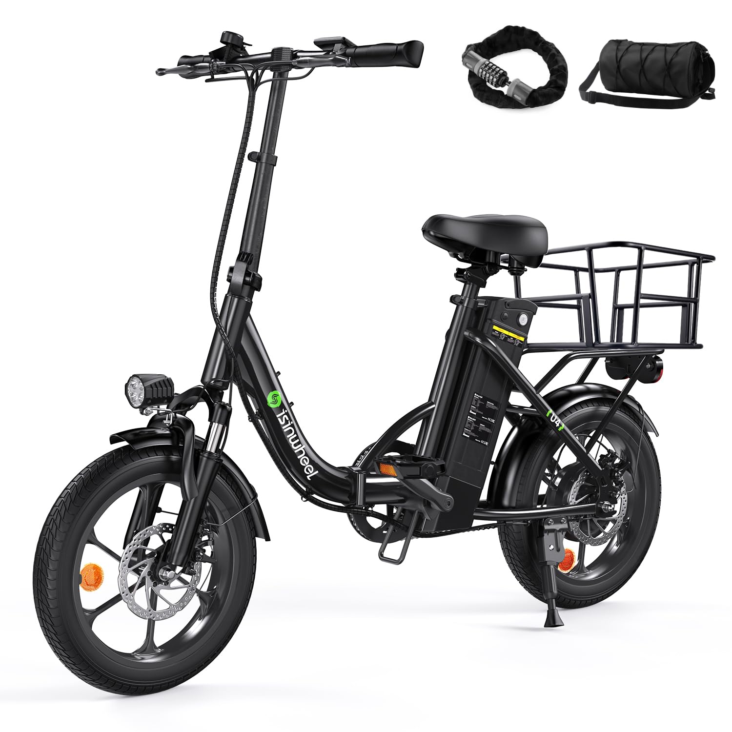 isinwheelU4 Electric Bike for Adults, 750W Peak Motor with Max 55Miles PAS Range & 19MPH EBike,16" Folding Electric Bicycles with 374.6Wh Battery, Step-Thru Commuter E Bikes for Adults and Teens