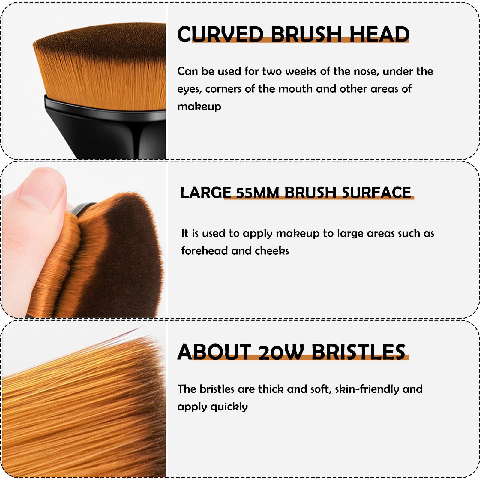 2 Pcs Multifunctional Kabuki Brush - Foundation, Blusher, Powder, Concealer - Portable Case - Blends Liquid, Cream - Image 3