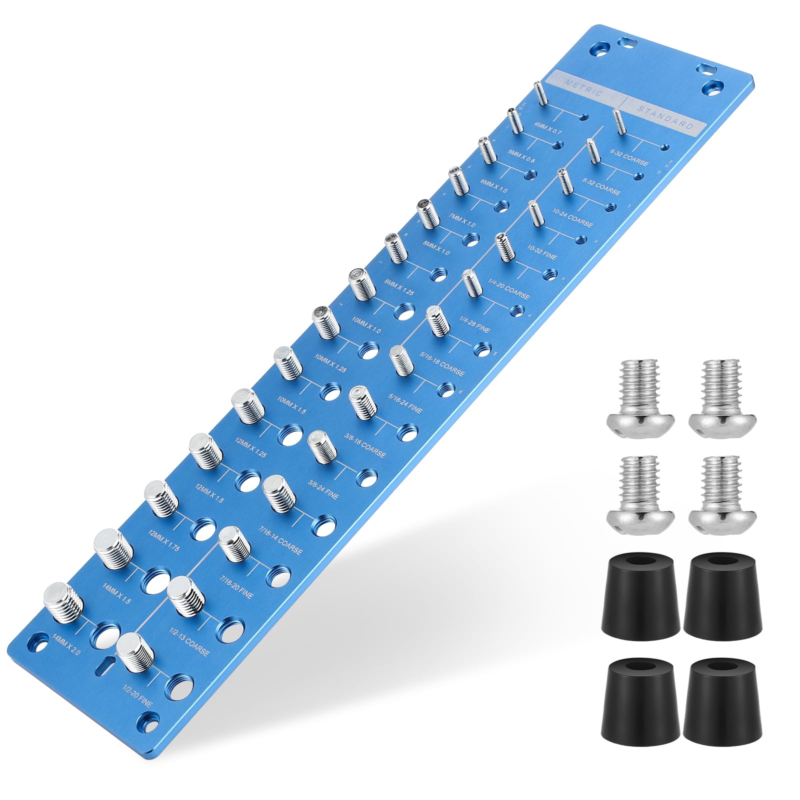 28 Size 4'' x 20'' Bolt and Nut Identifier Gauge Nut Bolt Size and Thread Identifier Thread Pitch Gauge Standard Inch and Centimeter Ruler (Blue,Classic)