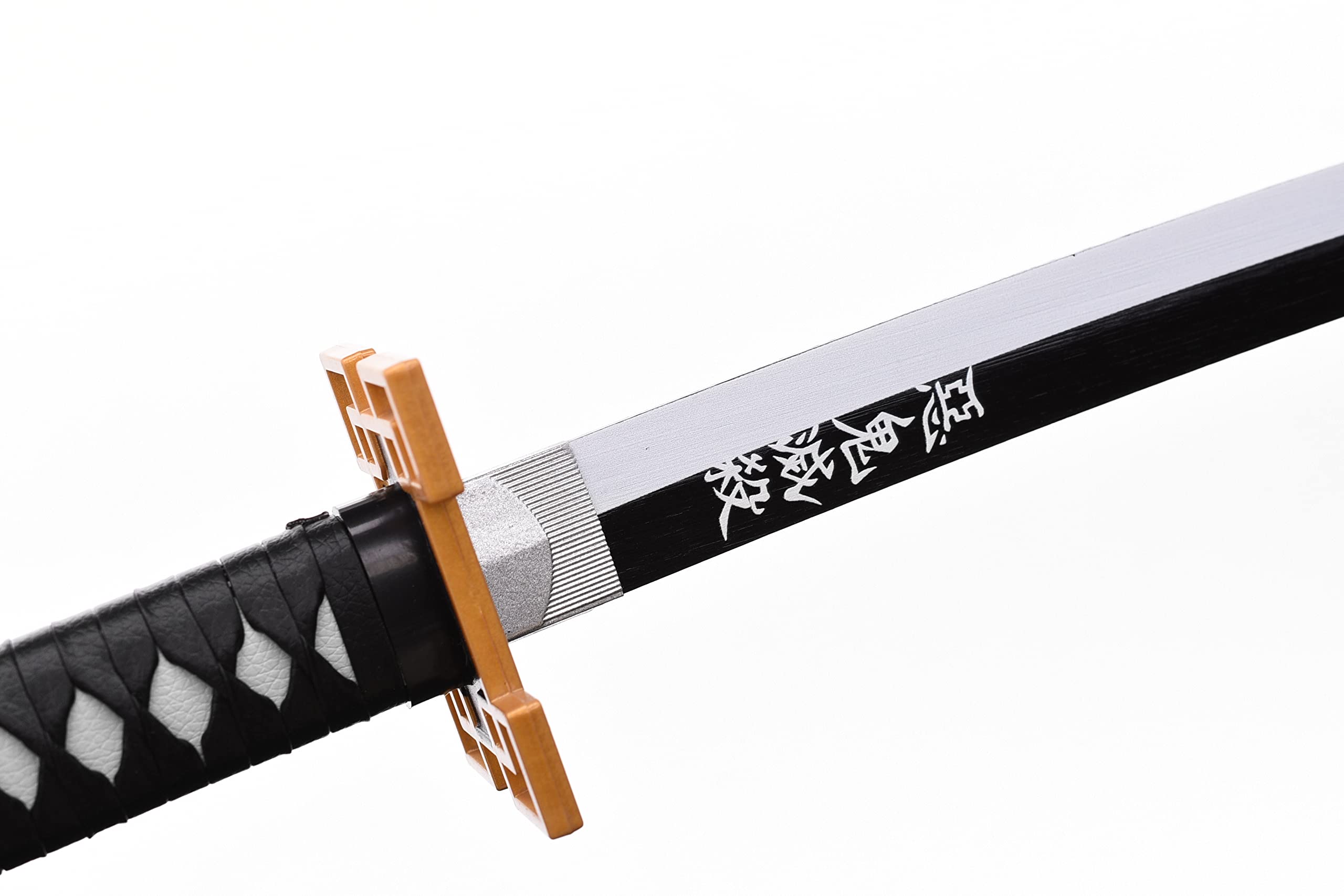 Demo Schwertde Anime(Tokitou Muichirou), Hoja de Bambú Sin Filo, 102 cm, con Vaina Negra, Soporte y Cinturón Blanco, para Cosplay
