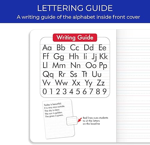 Miniatura 5 de BAZIC - Cuaderno de composición de diario primario, mármol azul, 100 hojas de escritura de grados K- 2, cuadernos comp, para jardín de infantes,
