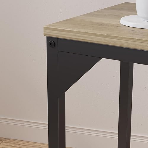 Miniatura 5 de ZIWEI STAR Juego de 2 mesas auxiliares en forma de C, mesa auxiliar pequeña, mesa de sofá con marco de metal para sala de estar, dormitorio, mesita