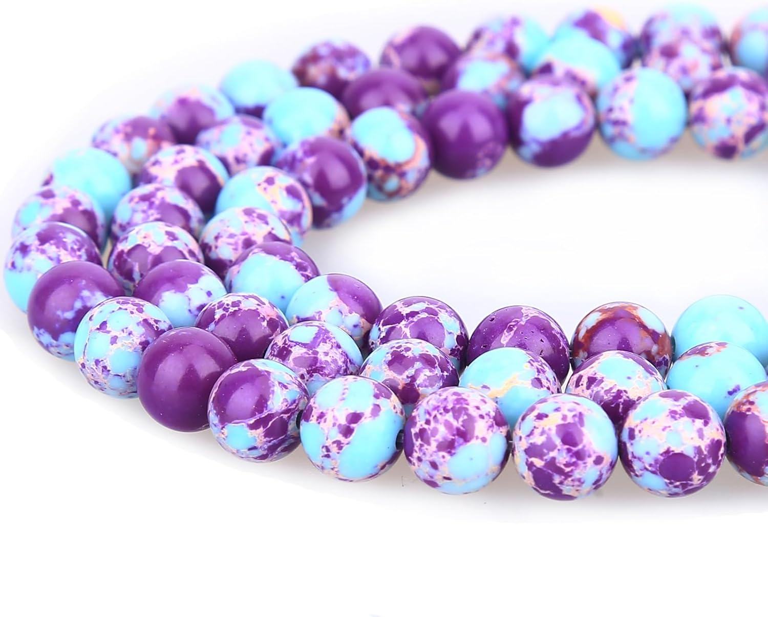 Purple-Blue Imperial Jasper Beads 62pcs 6mm Stone Beading Loose Gemstones Hole Size 1mm DIY Smooth Bead for Bracelet Necklace Earrings Jewelry Making 6mm purple-blue