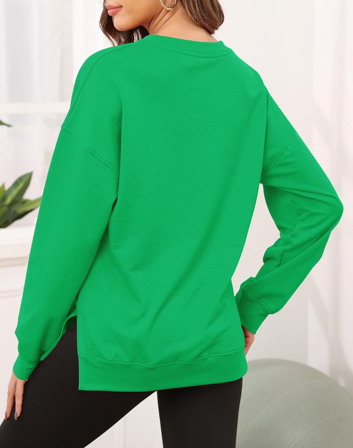 Smile Fish Women's Crewneck Sweatshirt Long Sleeve Side Split Tunic Tops Relaxed Fit Fall Shirts - Image 3