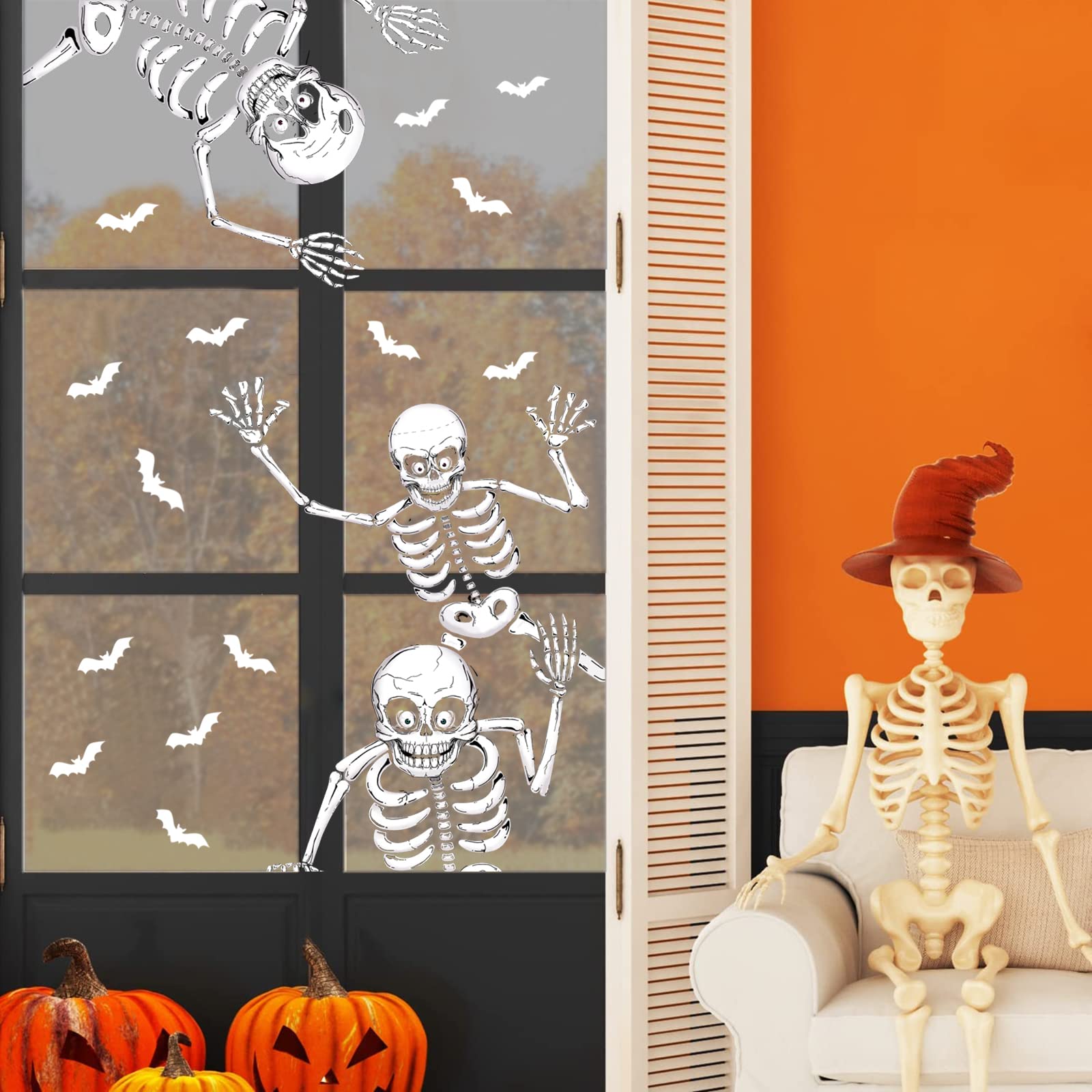 Amazon.co.jp: 74ピース ハロウィン ウィンドウ ステッカー 8枚 6 