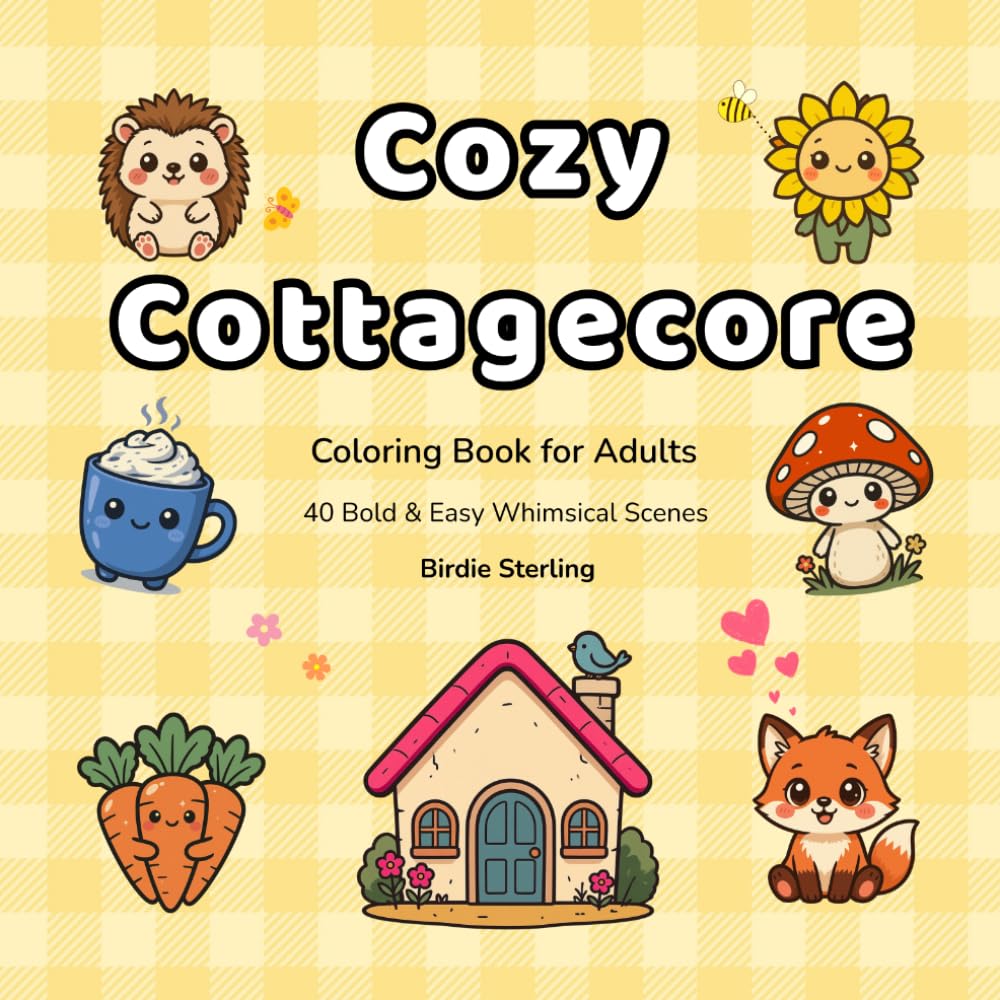 Cozy Cottagecore Coloring Book for Adults: 40 Bold & Easy Whimsical Scenes to Color and Relax | Cute Kawaii Cottages, Animals, Gardens & Cozy Moments