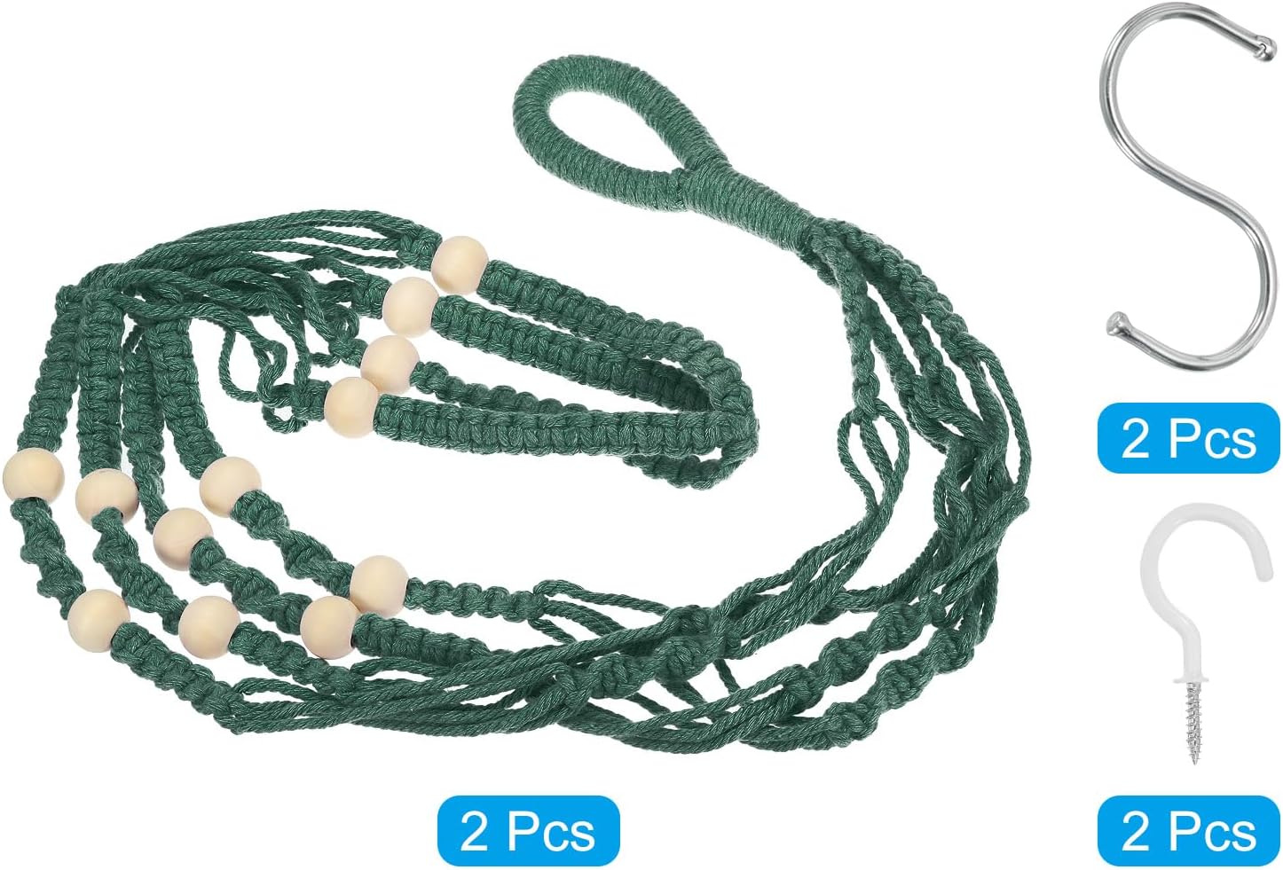 PATIKIL Macrame Plant Hanger Indoor 35", 2 Pcs Long Hanging Plant Holders with Pot for Indoor Home Decor Indoor, Dark Green