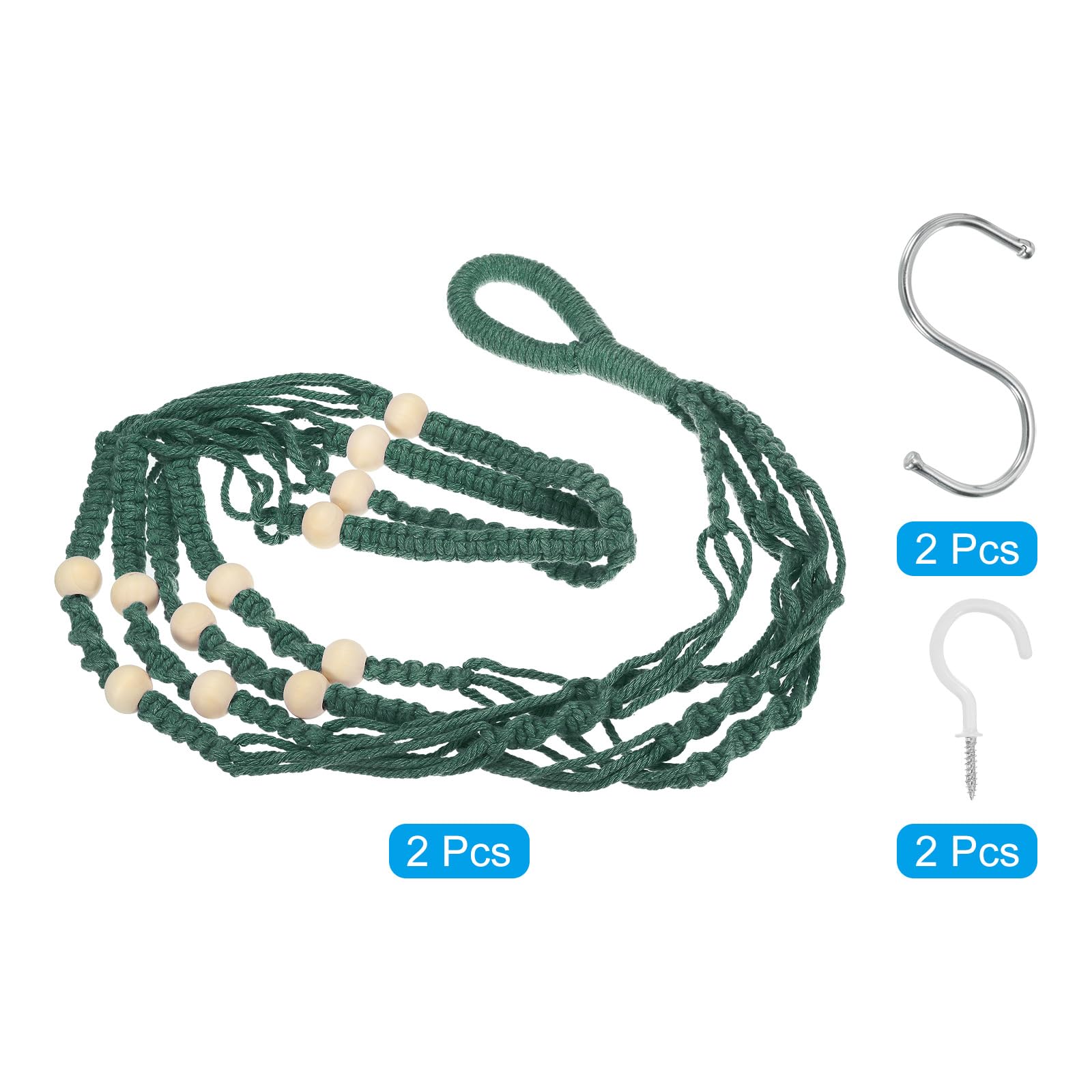 PATIKIL Macrame Plant Hanger Indoor 35", 2 Pcs Long Hanging Plant Holders with Pot for Indoor Home Decor Indoor Dark Green - Image 3