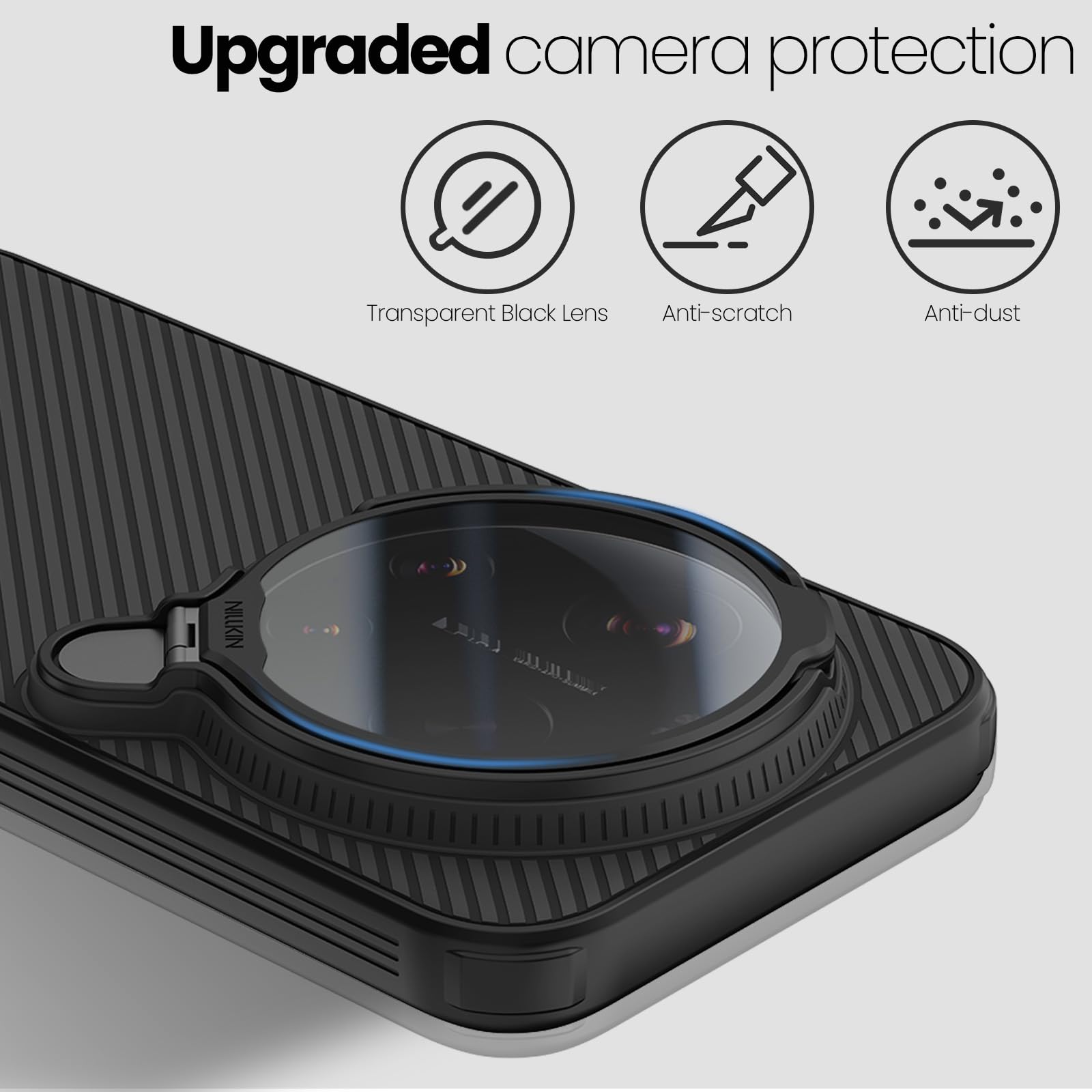 Nillkin Magnética Funda para Xiaomi 17 Ultra 5G, CamShield Prop Cover con Soporte Negro Transparente, Antigolpes y Resistente a Arañazos, Compatible con Xiaomi 17 Ultra 6.9" 2026 - Negro