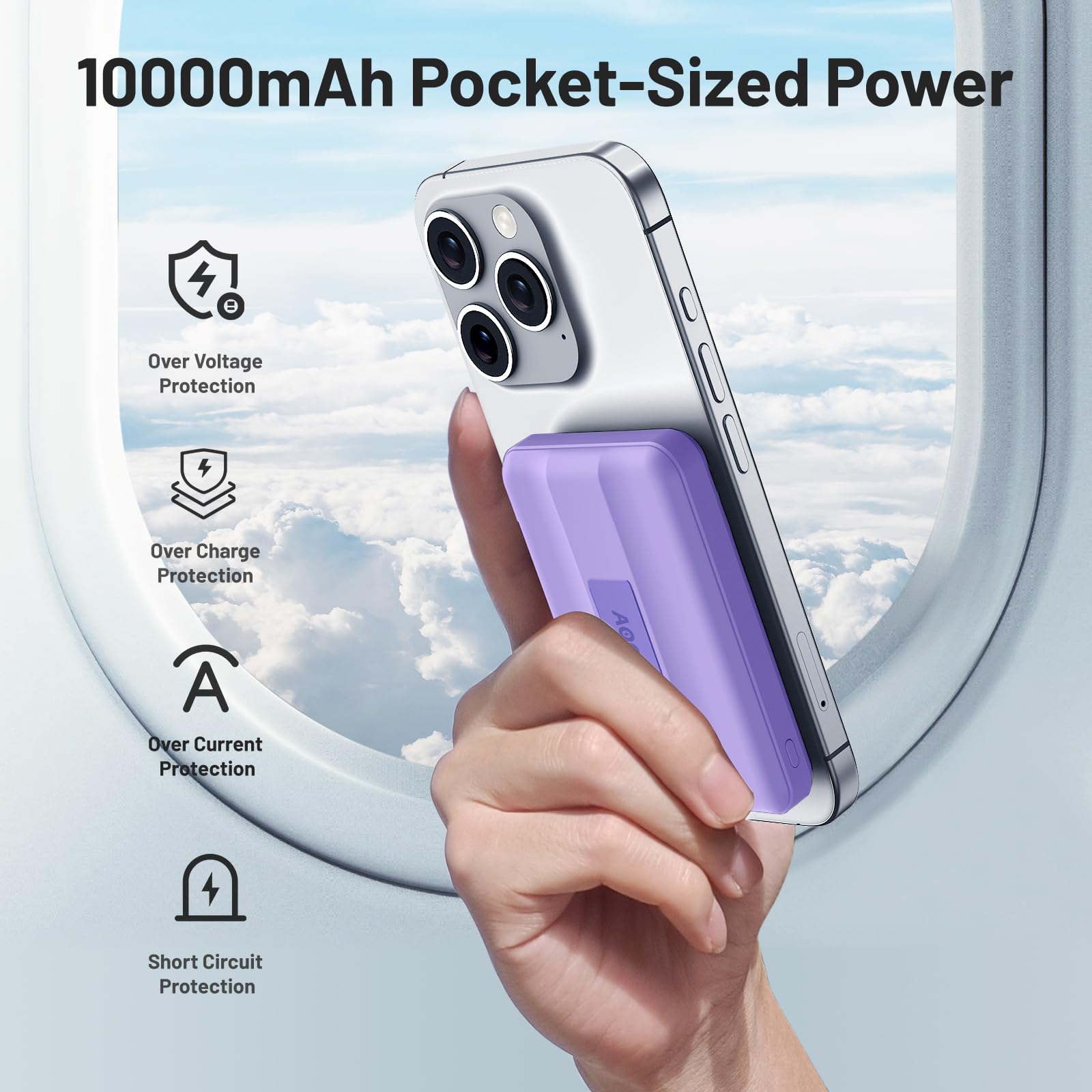 UGREEN Draadloze Magnetische Powerbank Mini 5000mAh MagSafe 15W Beige