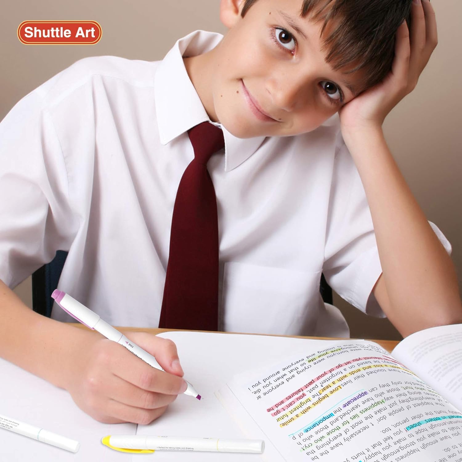 Shuttle Art Textmarker, 30 bunte Pastell Textmarker mit weichen Farben und zwei Arten von Spitzen, dick und dünn, Macron-Farben für Teenager, Kinder und Erwachsene zum Färben
