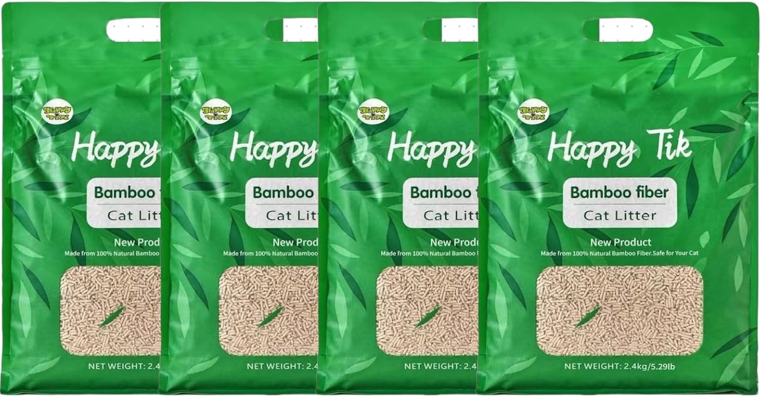 Plant-Based Bamboo Fiber Litter, Biodegradable & ECO-Friendly, Powerful Odor Control, 99% Dust Free, No Chemicals, Superb Clumping, Minimal Tracking - Multiple Packs (4 Packs)