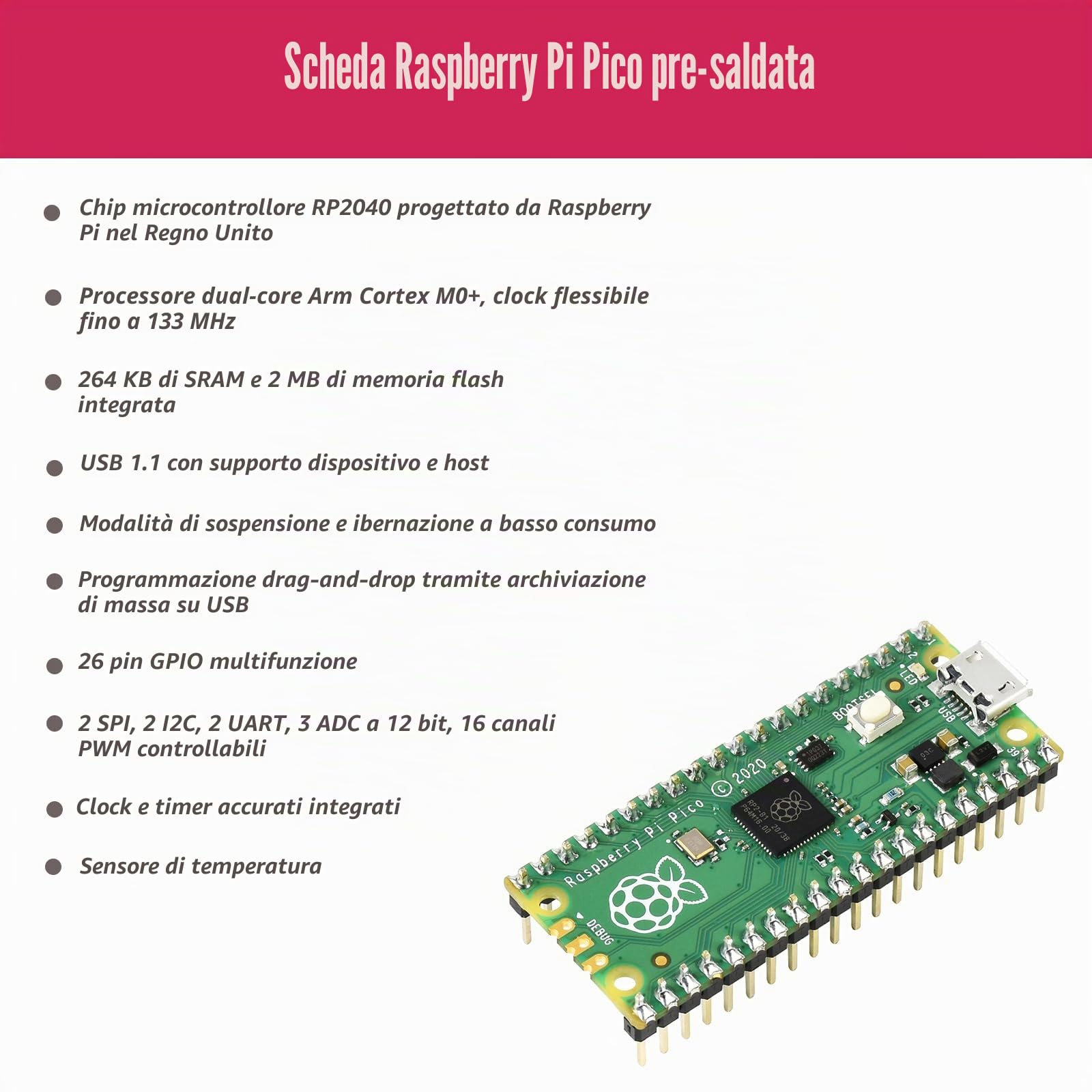 Adeept Kit sensore definitivo per Raspberry Pi Pico (incluso) con 35 moduli sensori e scheda di espansione Pico GPIO, 40 lezioni, per progetti MicroPython