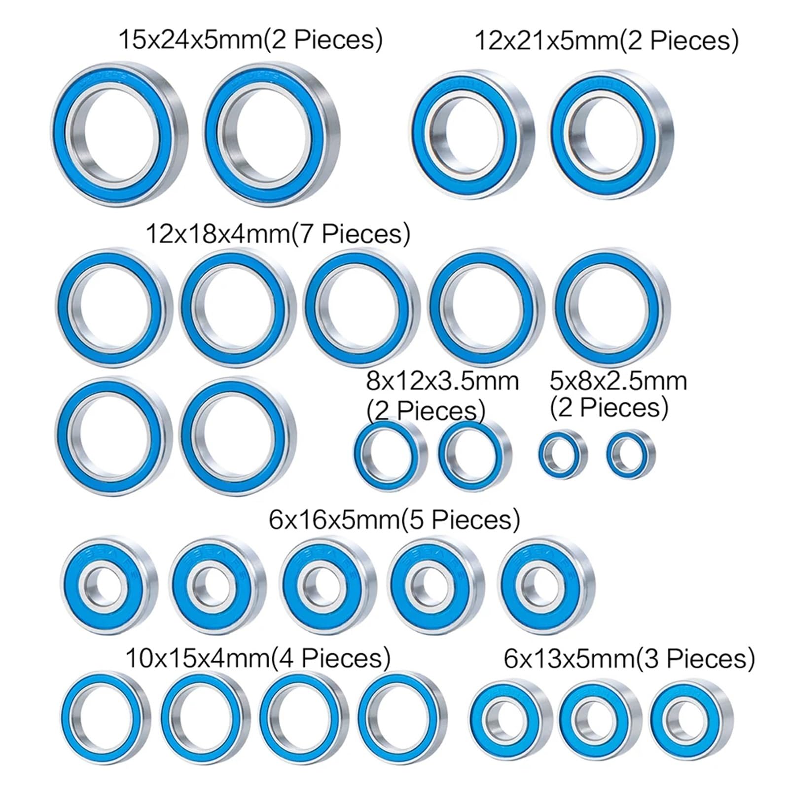 Rodamientos Bolas Rc Compatible Con Maxx 4S 89076-4 27 Unids/lote Kit De Rodamientos Sellados De Goma 1/10 Coche Trepador De Control Remoto Accesorios De Actualización De Rodamientos Piezas