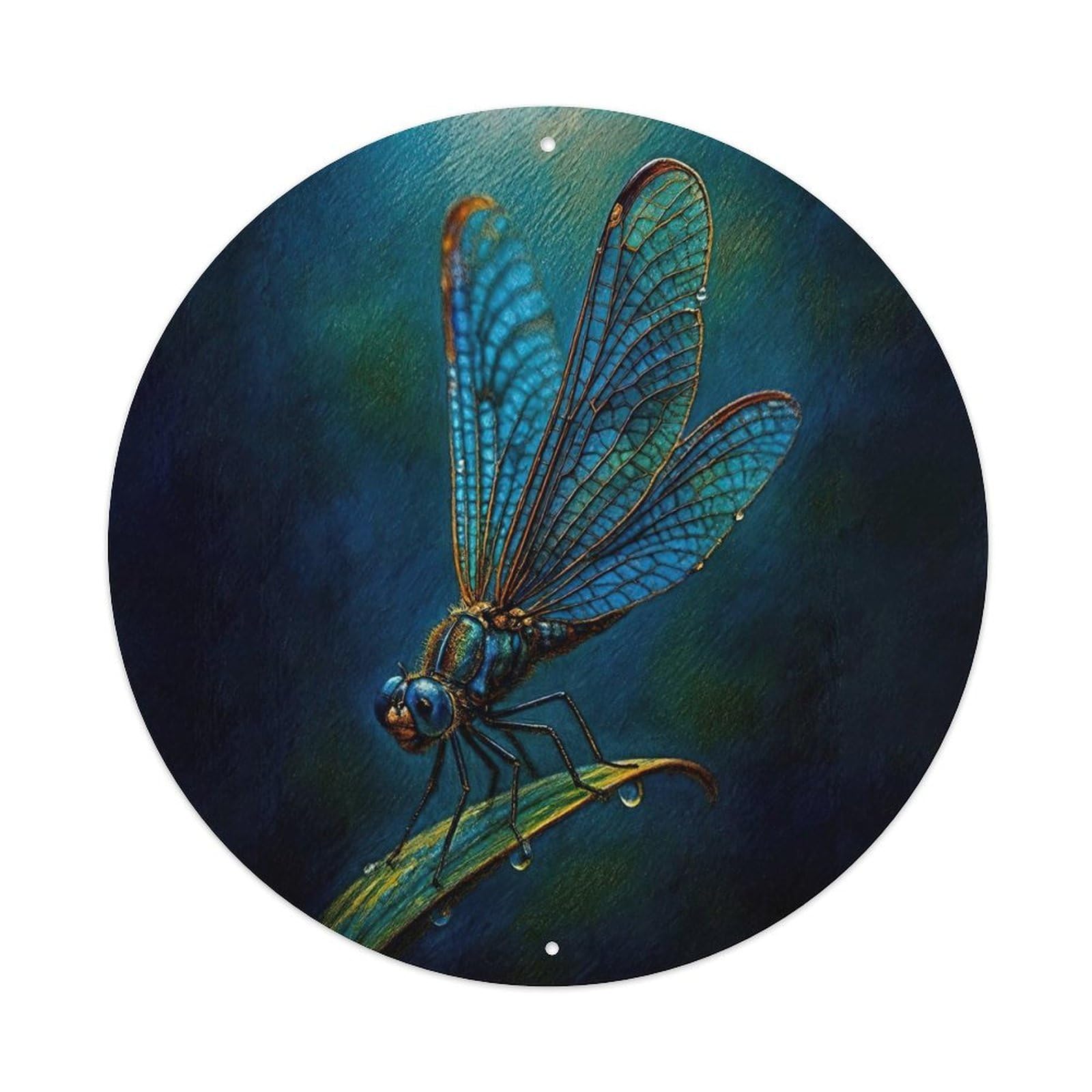Insect Wildlife Dragonfly with Waterdrops Macro Nature Photography Vintage Metal Tin Sign Plaque Wall Decor for Cafe, Club Bar, Office, Garden Metal Poster 8x8Inch