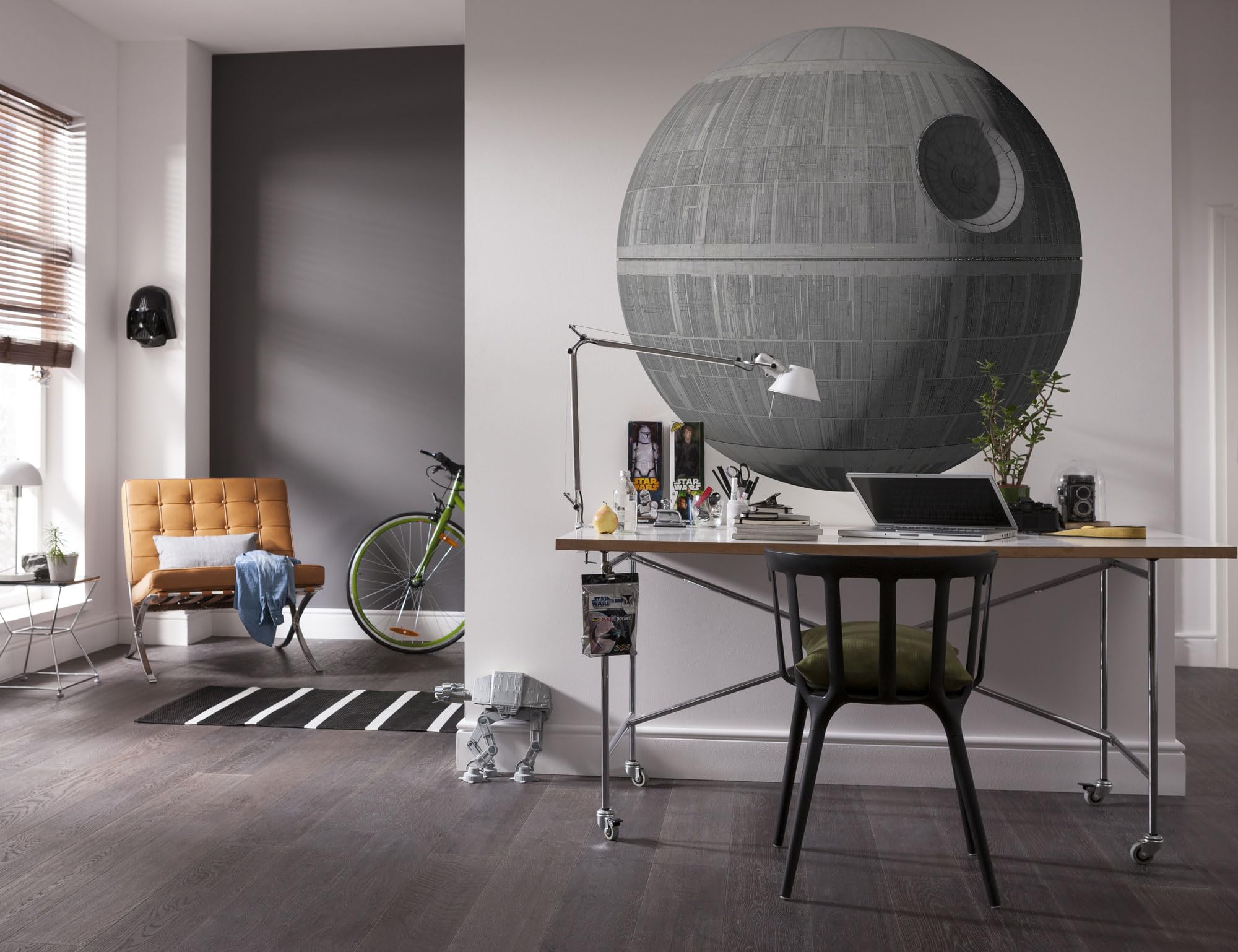 Komar STAR WARS selbstklebende und konturgeschnittene Vlies Fototapete Star Wars XXL Death Star - Größe: 127 x 127 cm - Wandtattoo, Kinderzimmer